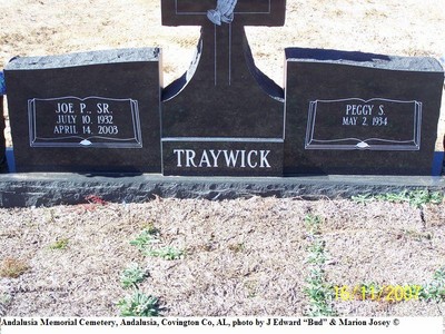 Traywick, Joe & Peggy S Josey, Andalusia Memorial Cemetery, Covington Co, AL.jpg