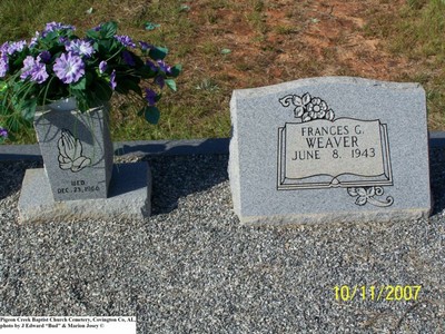 Weaver, Frances G, Pigeon Creek Baptist Cem, Covington Co, AL.jpg