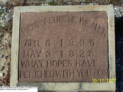 Weaver, Henry Eugene, Pigeon Creek Baptist Cem, Covington Co, AL.jpg