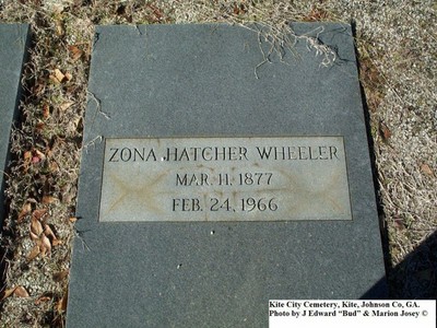 Wheeler, Zona Hatcher, Kite City Cemetery, Kite, Johnson Co, GA.jpg