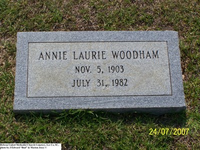 Woodham, Annie Lourie Beasley, Hebron U M Cem, Lee Co, SC.jpg