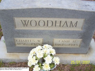 Woodham, Charles W & Lannie Hebron, Hebron U M Cem, Lee Co, SC.jpg