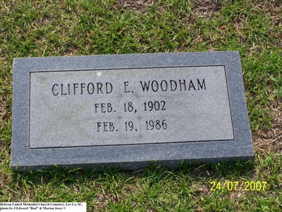 Woodham, Clifford Elijah, Hebron U M Cem, Lee Co, SC.jpg