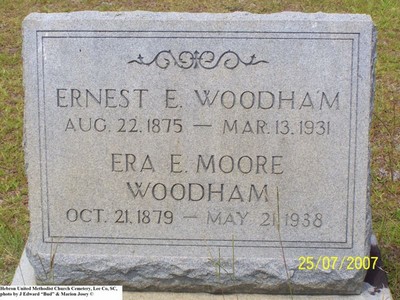 Woodham, Ernest E & Era E Moore, Hebron U M Cem, Lee Co, SC.jpg