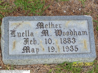 Woodham, Luella Mae Kelly, Hebron United Methodist Church Cemetery, Lee Co, SC.jpg