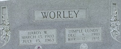 Worley, Hardy W & Dimple Lundy, Clear Springs Cem, Walton Co, FL.jpg