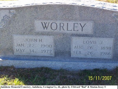 Worley, John Henry & Lovie Jones, Andalusia Memorial Cem, Covington Co, AL.jpg