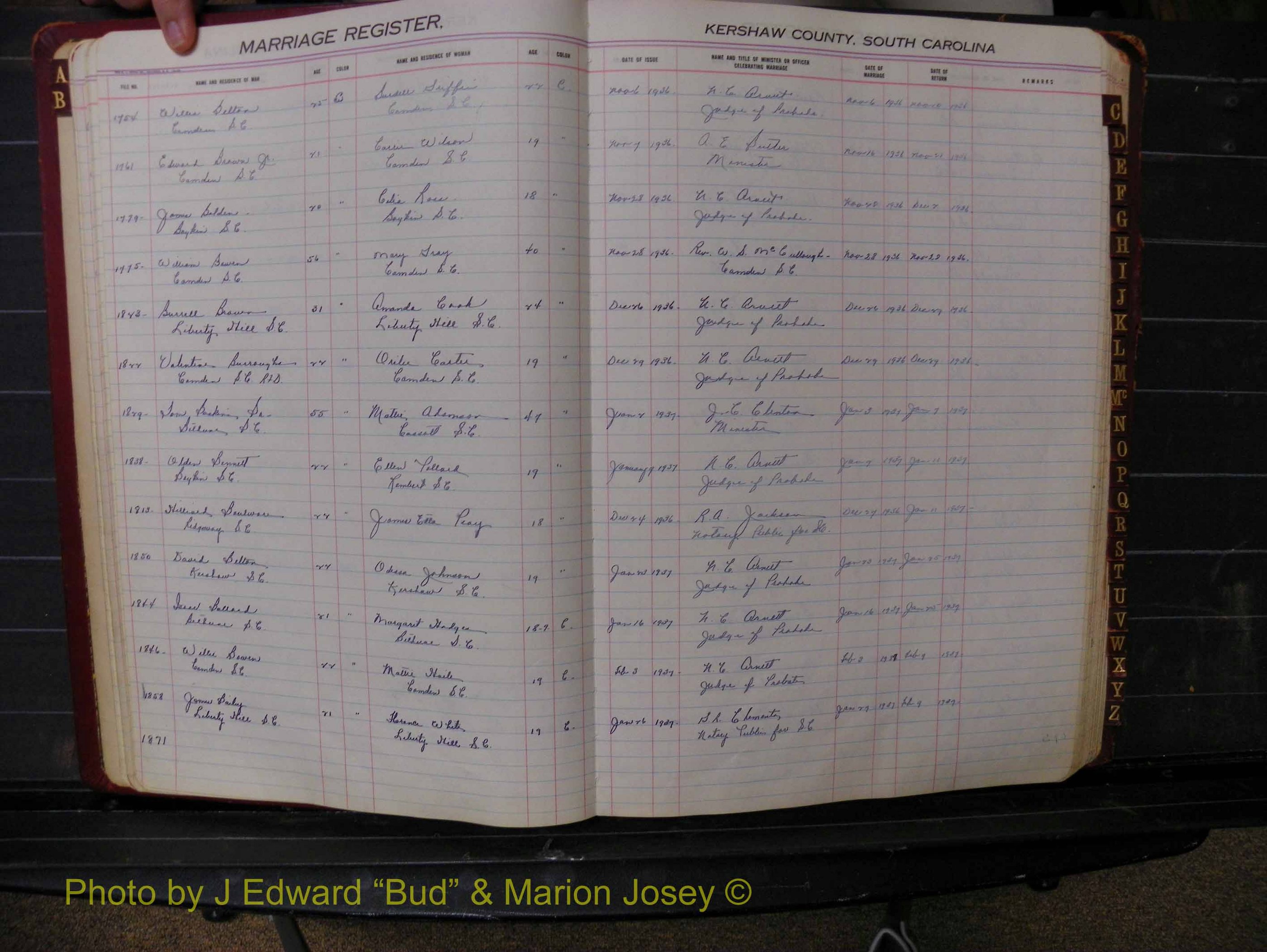 Kershaw Marriages, 1929-1940, Black Index B (117).JPG