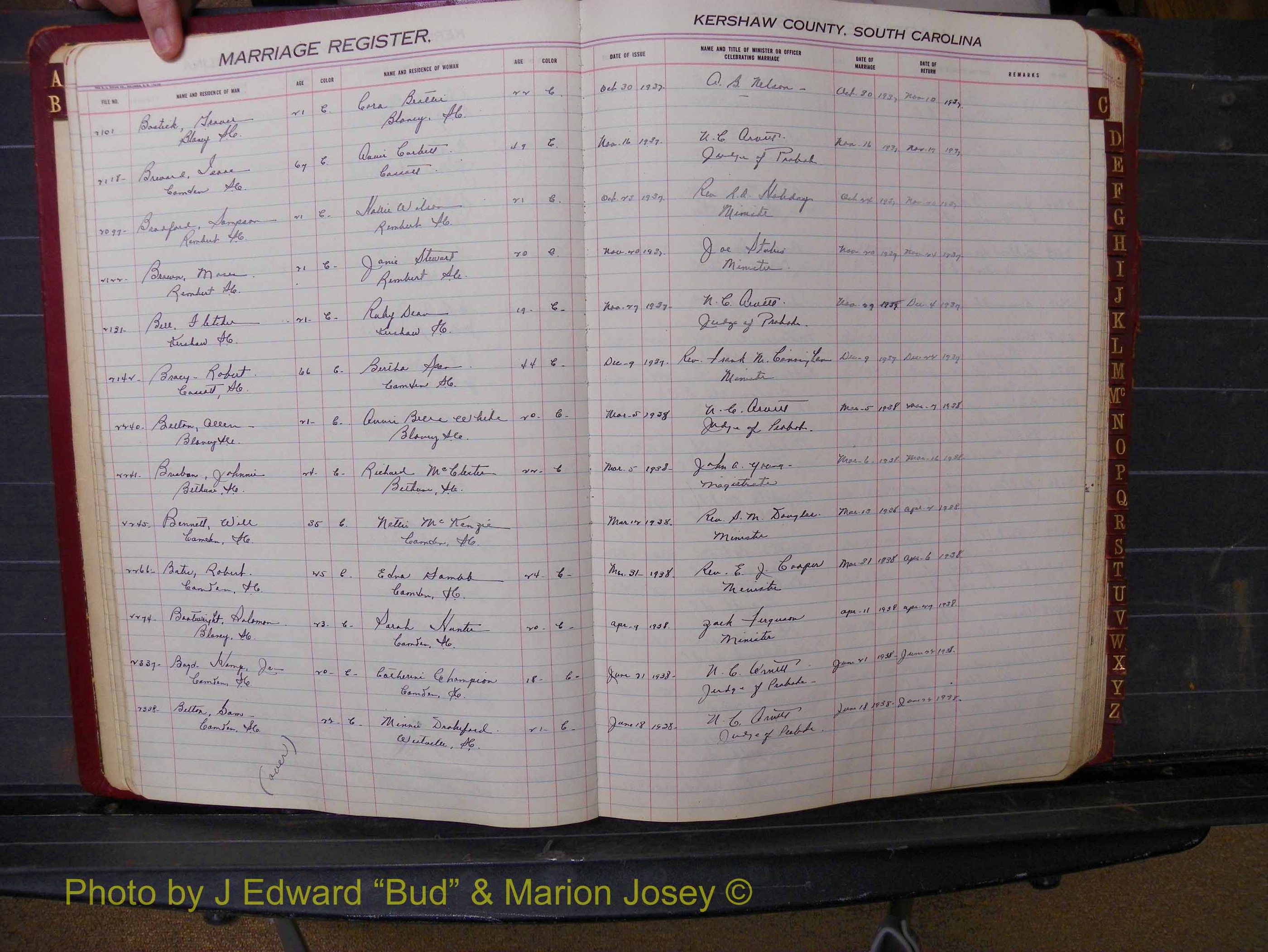 Kershaw Marriages, 1929-1940, Black Index B (118).JPG