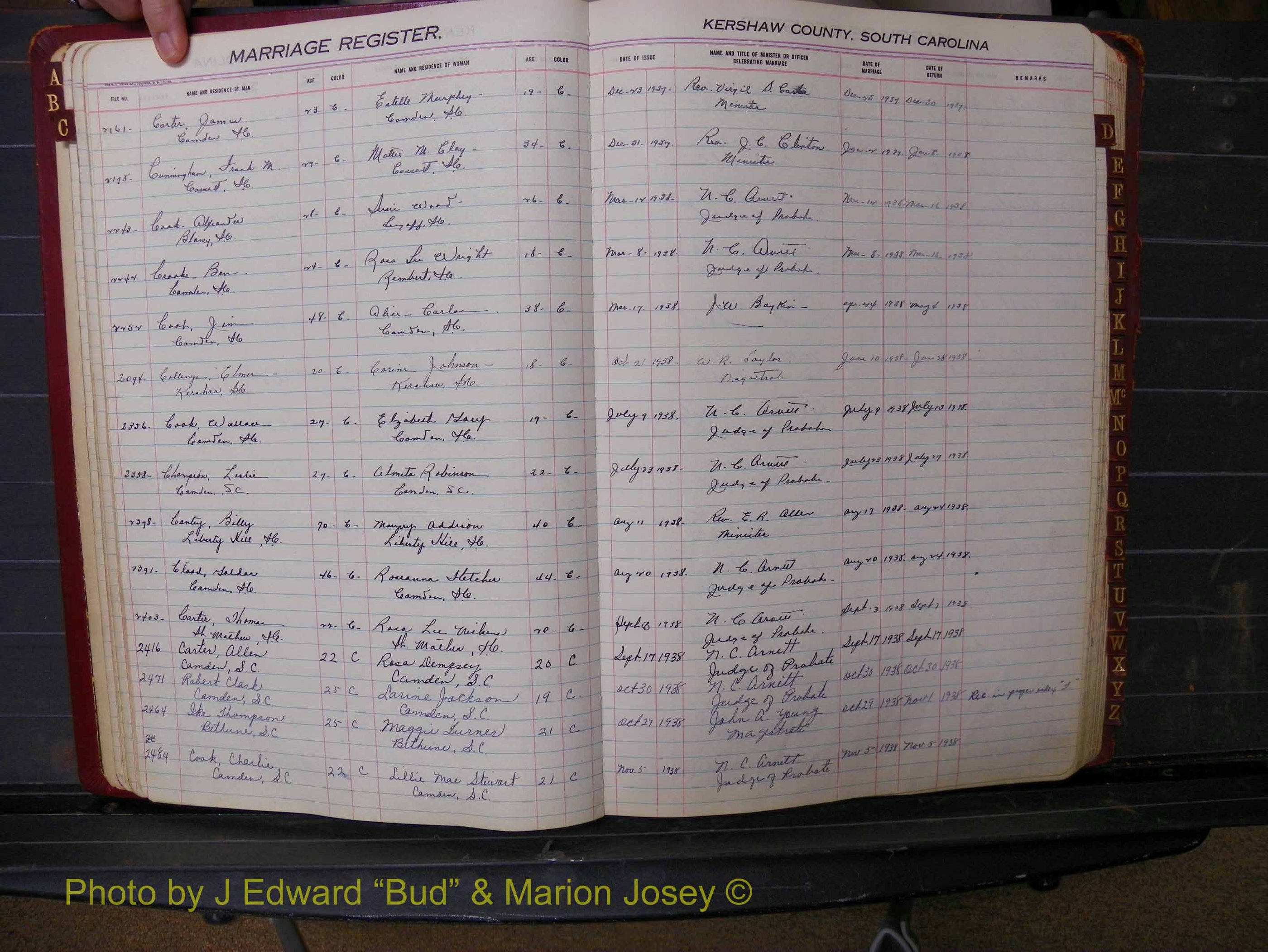 Kershaw Marriages, 1929-1940, Black Index C (129).JPG