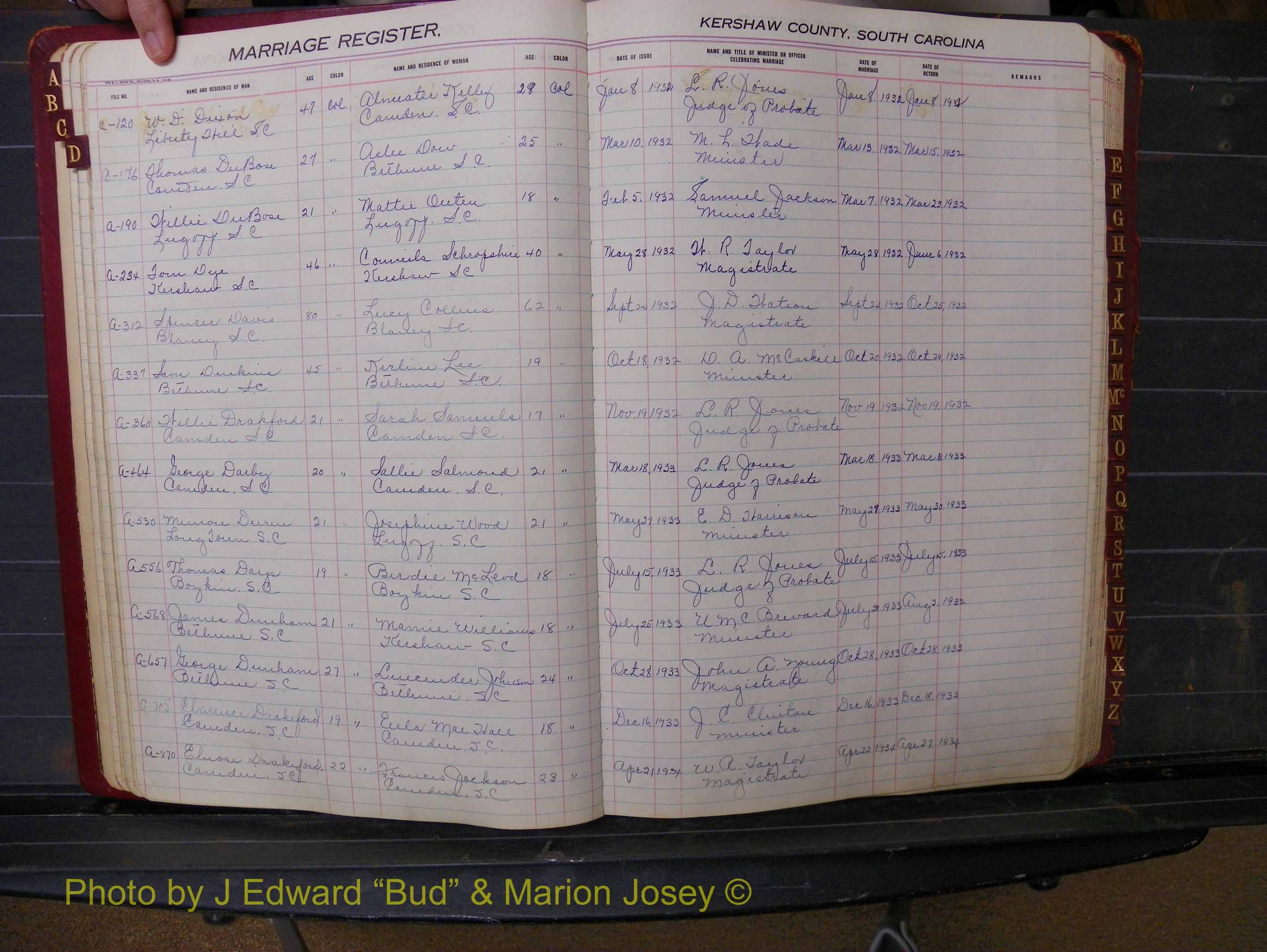 Kershaw Marriages, 1929-1940, Black Index D (134).JPG