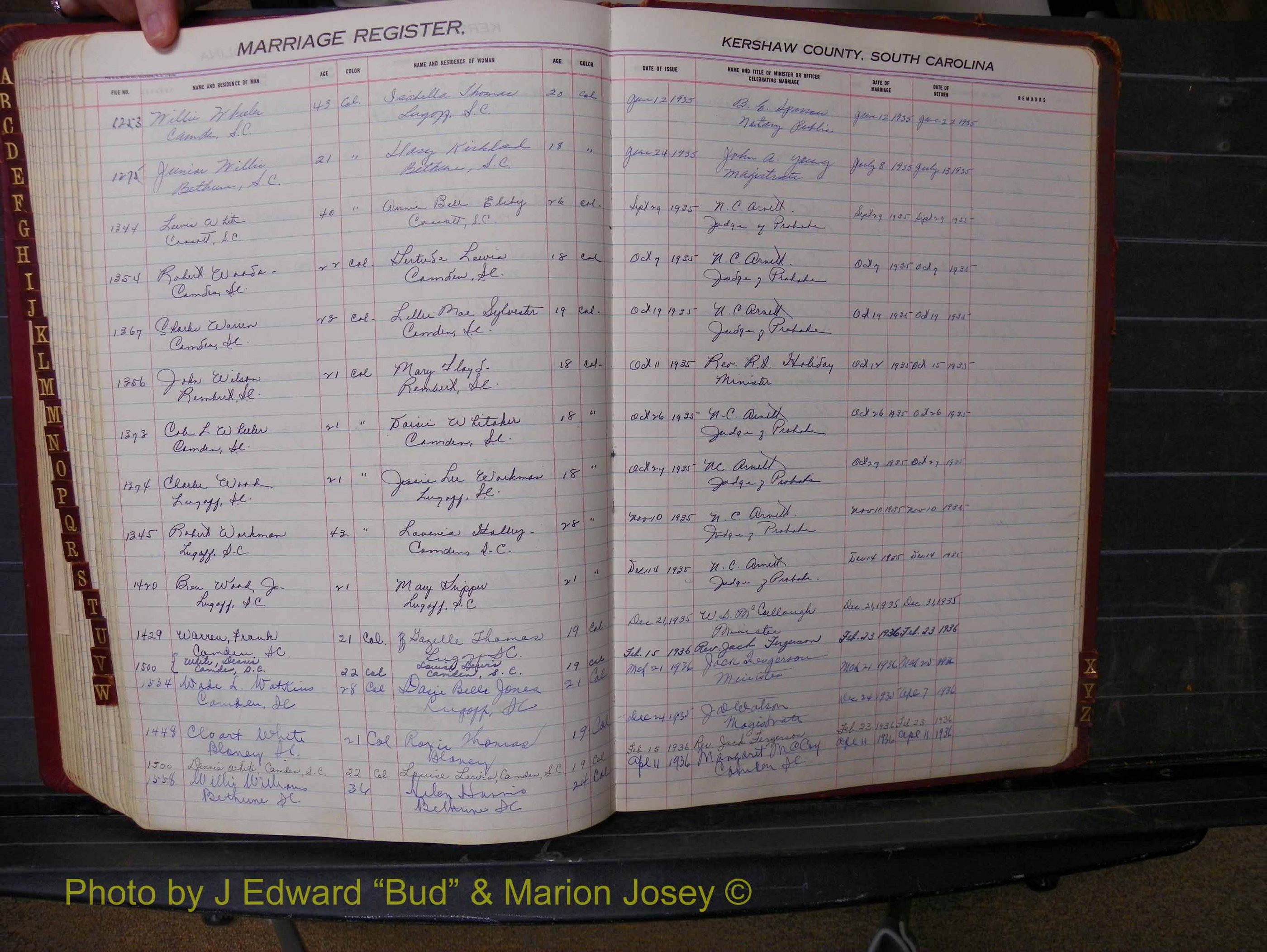 Kershaw Marriages, 1929-1940, Black Index W (234).JPG