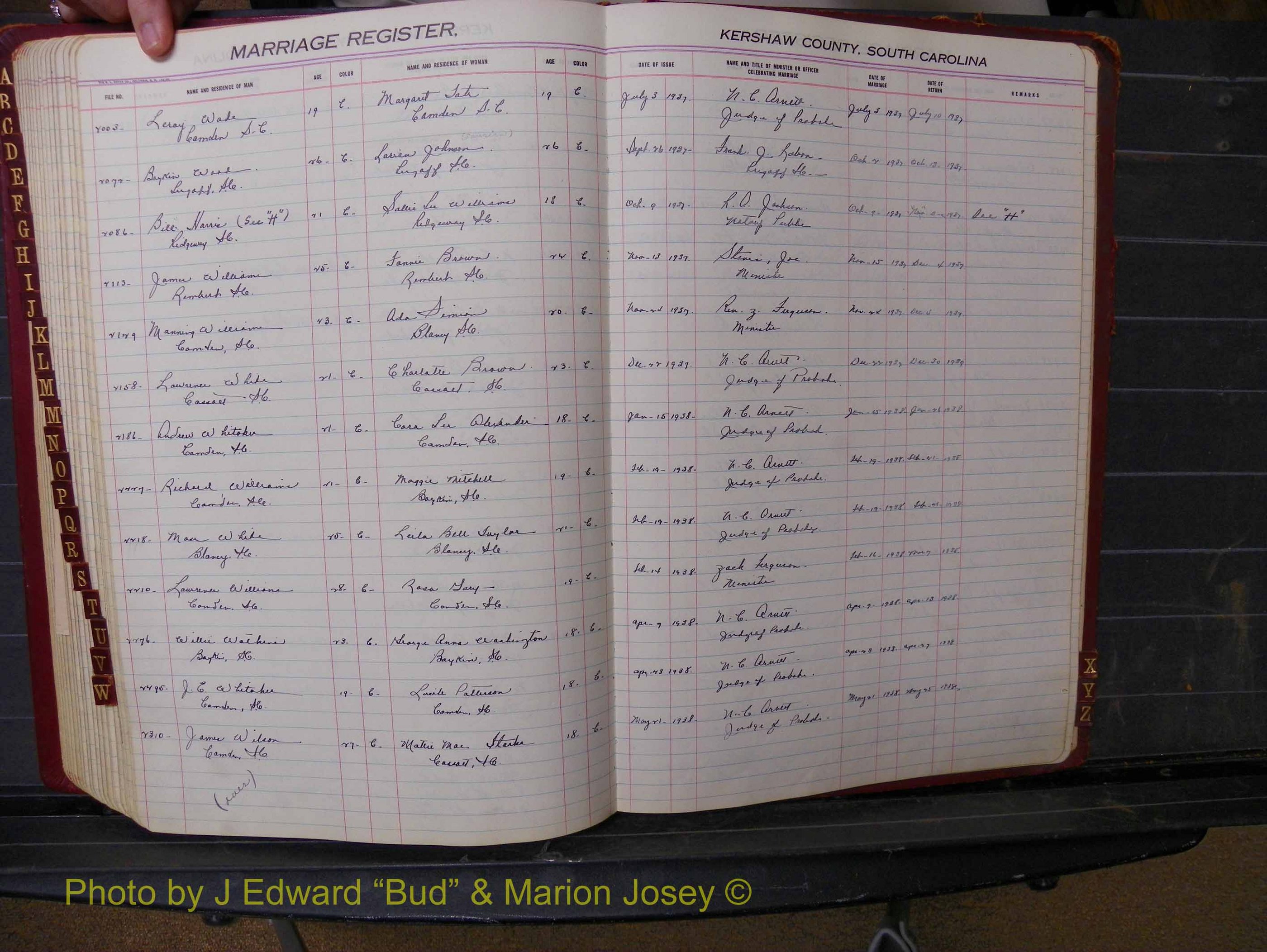 Kershaw Marriages, 1929-1940, Black Index W (236).JPG