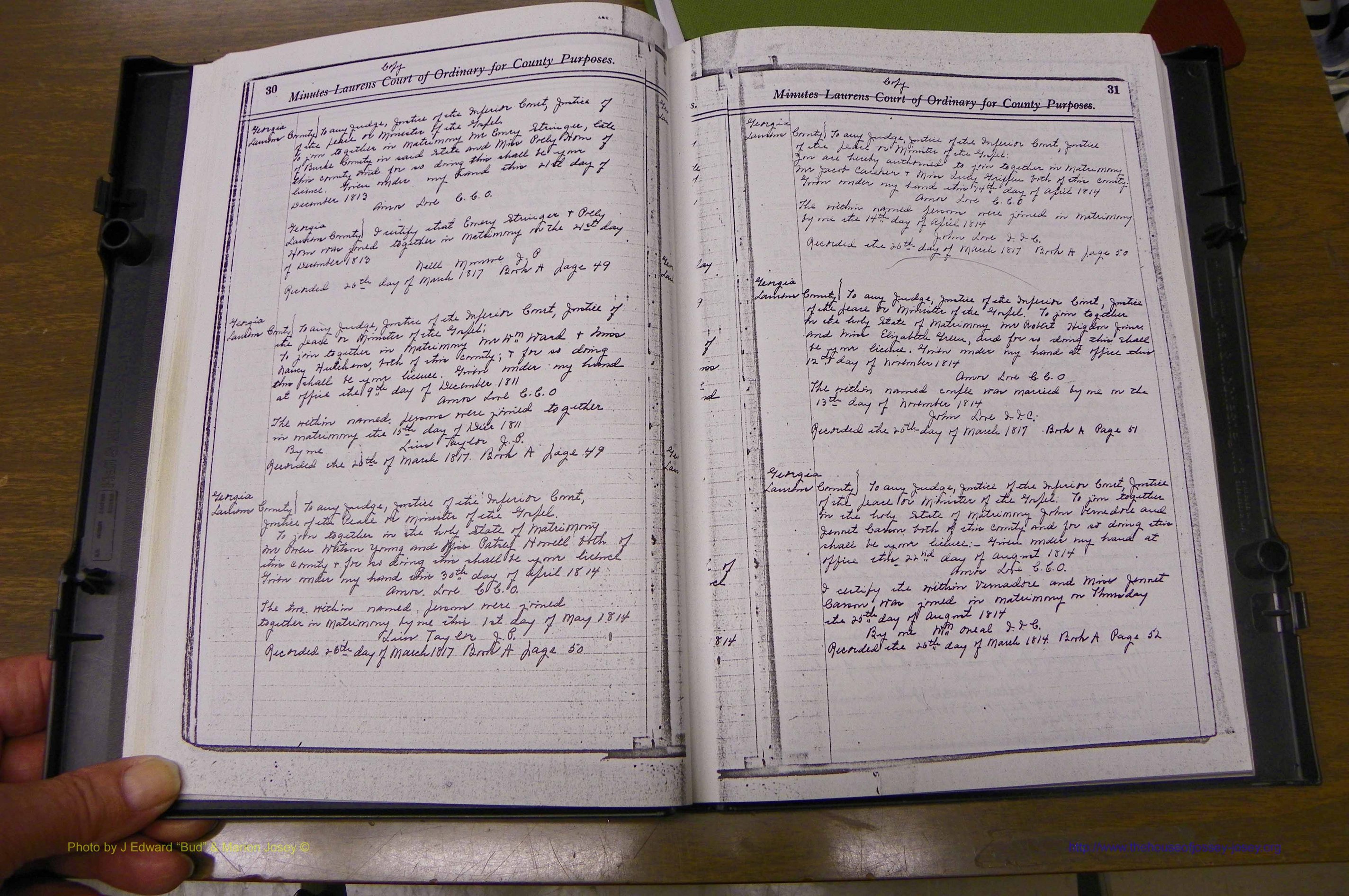 Laurens Co, GA Marriages 1809 - 1885, P 030-031.JPG