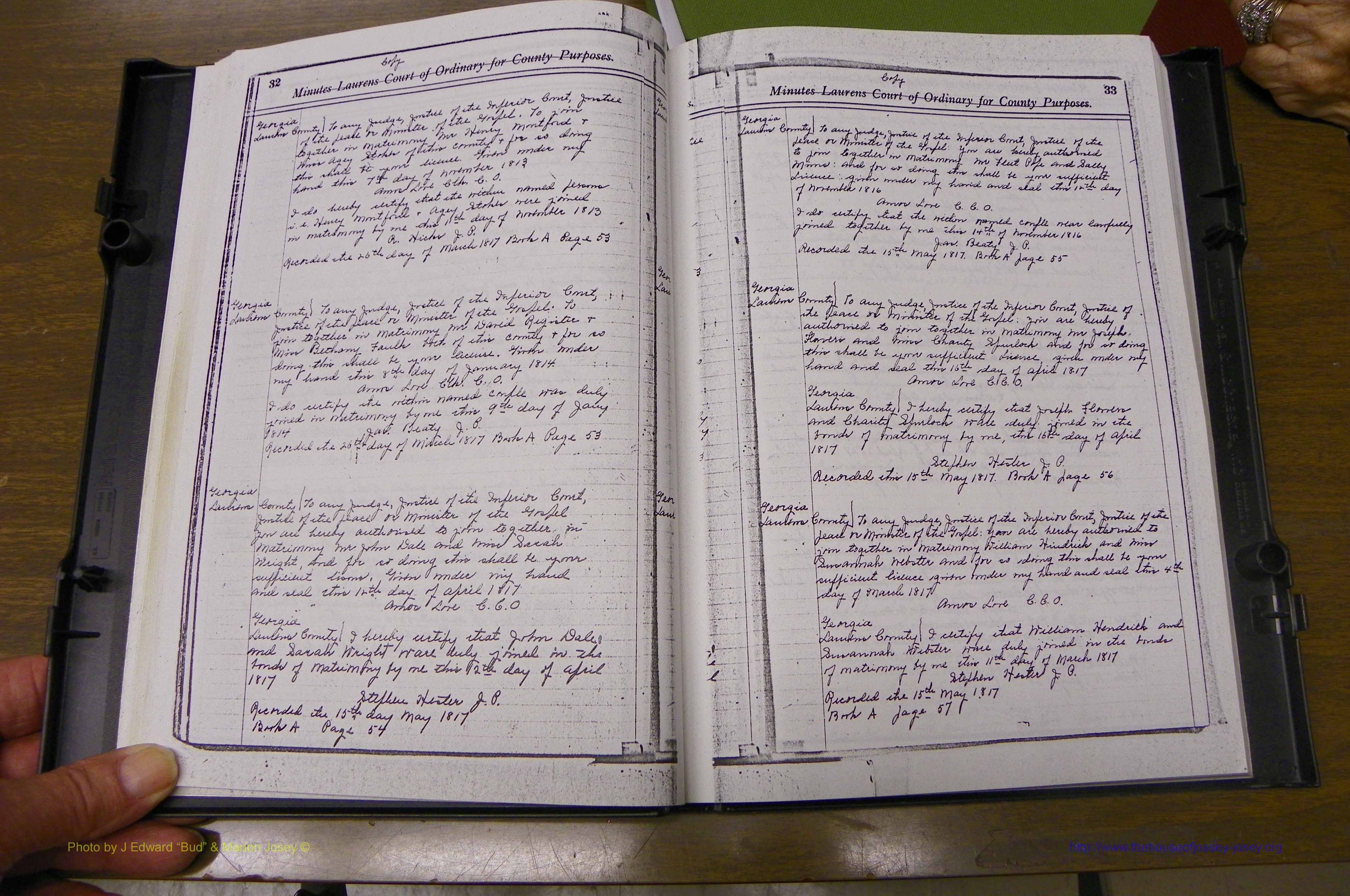 Laurens Co, GA Marriages 1809 - 1885, P 032-033.JPG