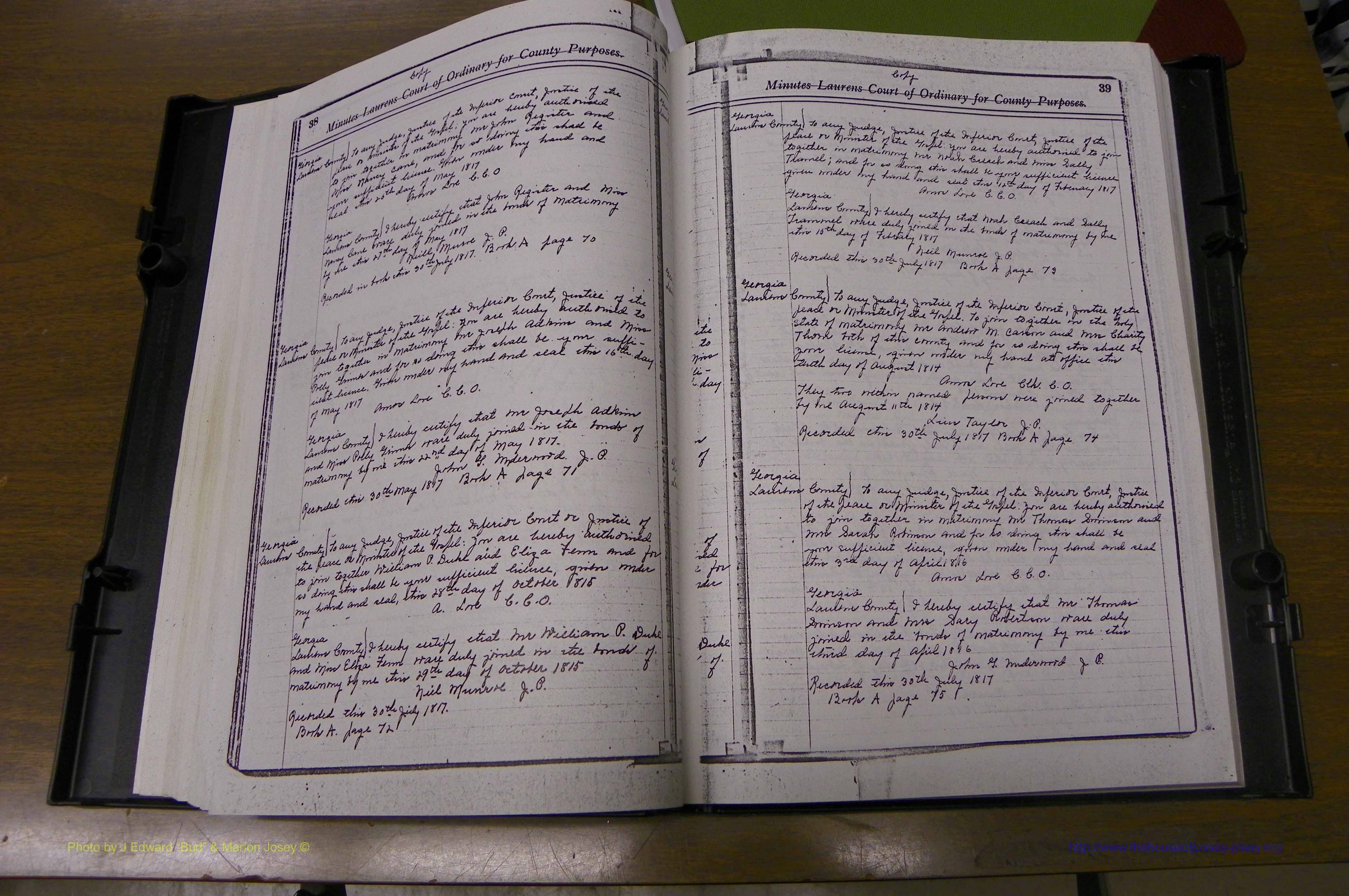 Laurens Co, GA Marriages 1809 - 1885, P 038-039.JPG