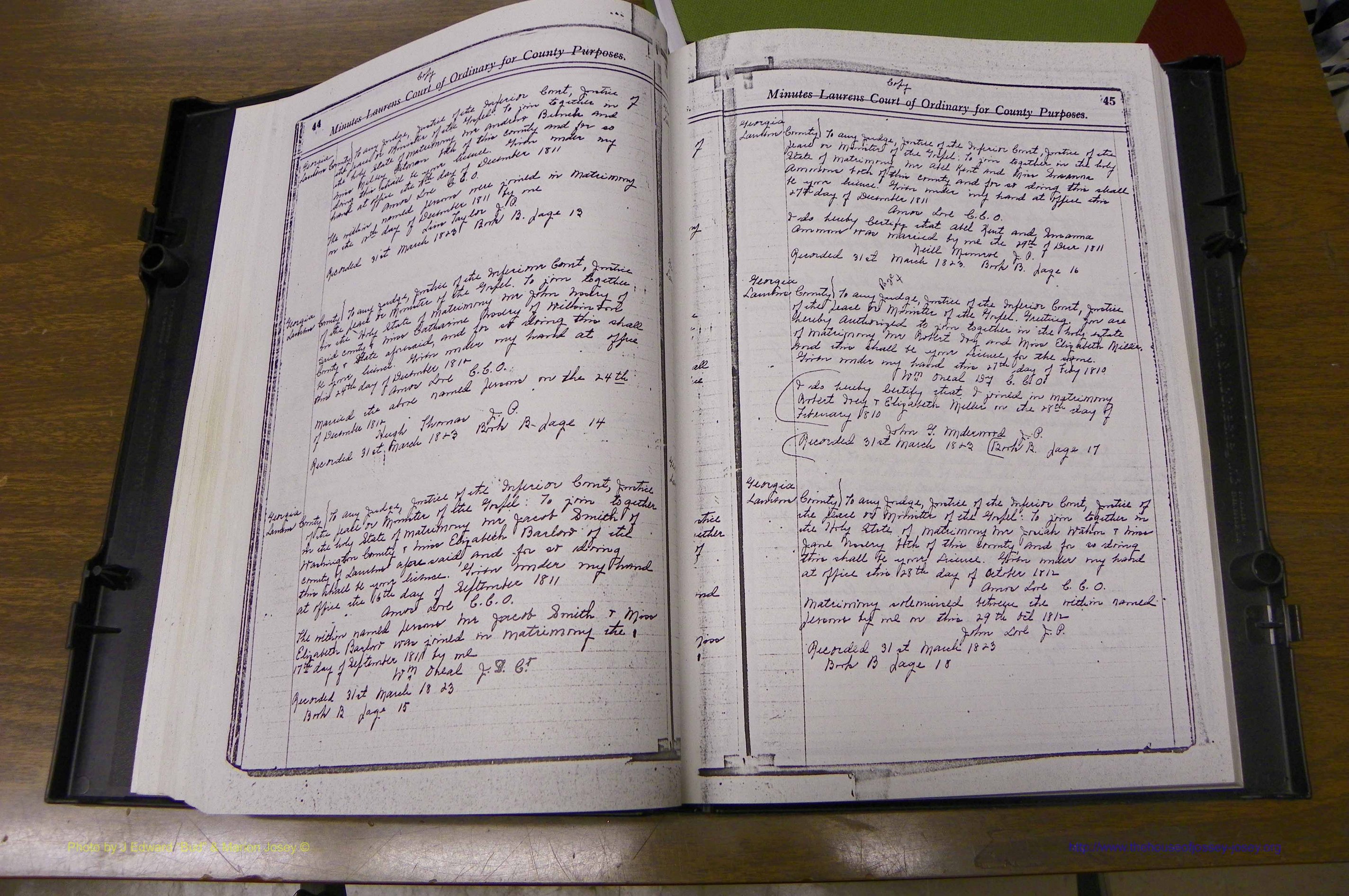 Laurens Co, GA Marriages 1809 - 1885, P 044-045.JPG