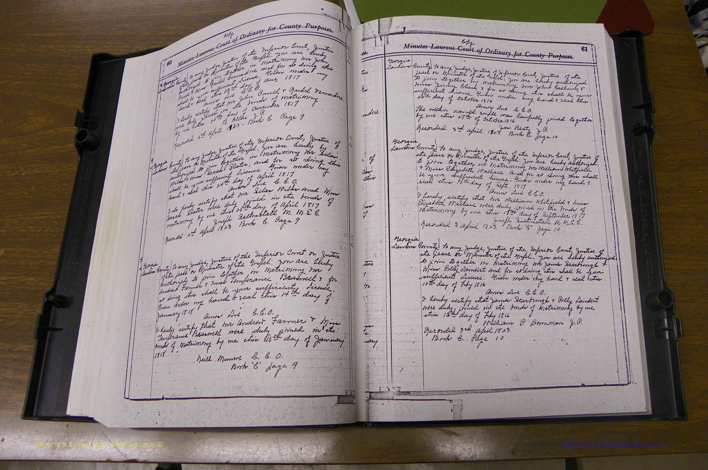 Laurens Co, GA Marriages 1809 - 1885, P 060-061.JPG