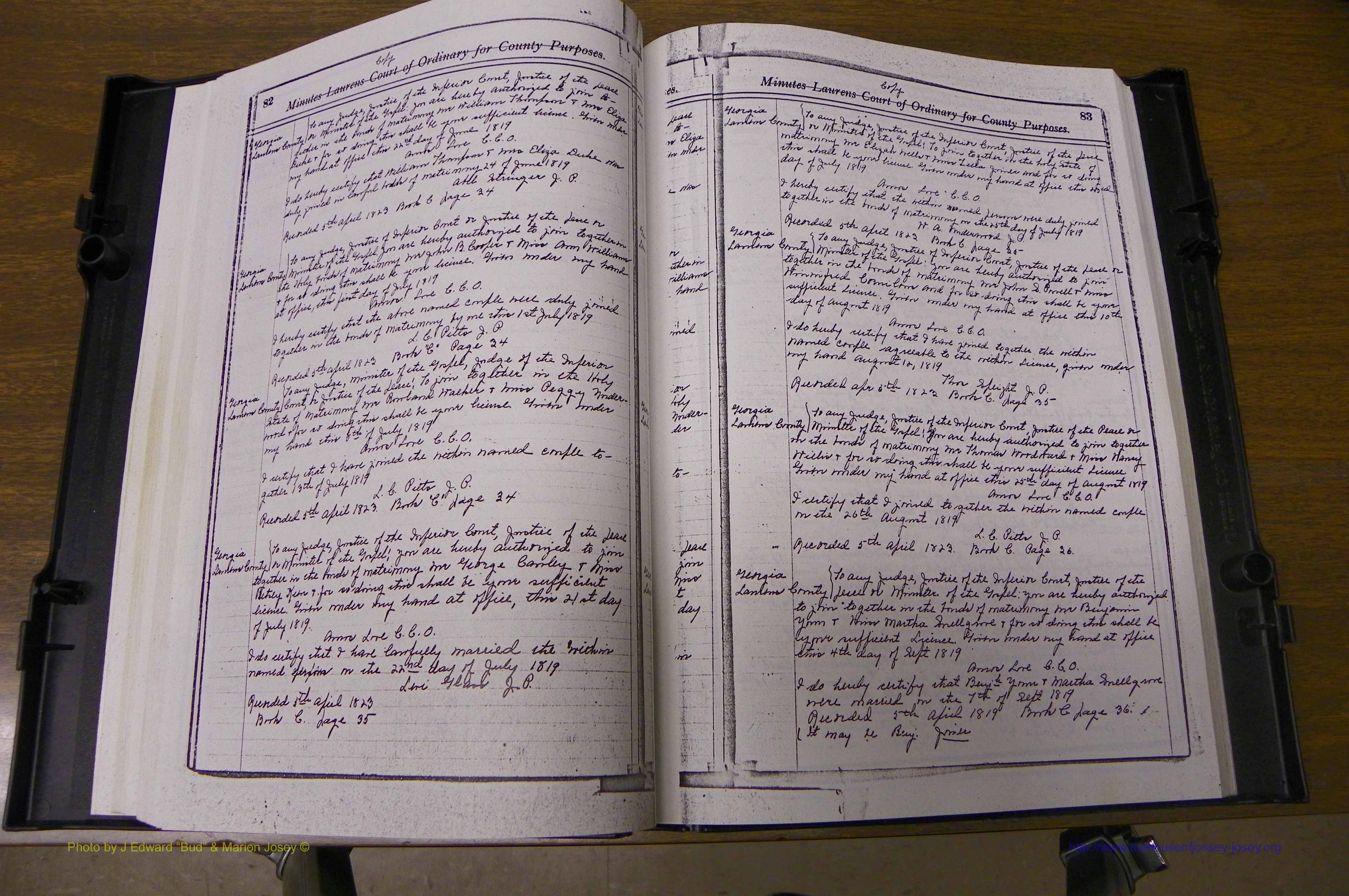 Laurens Co, GA Marriages 1809 - 1885, P 082-083.JPG