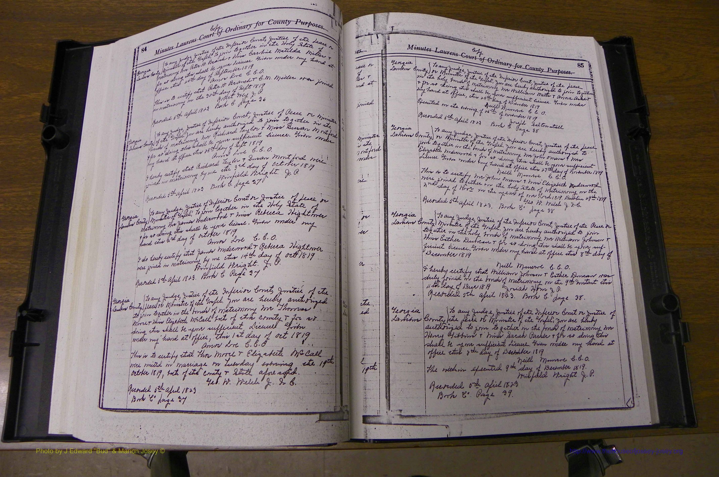 Laurens Co, GA Marriages 1809 - 1885, P 084-085.JPG