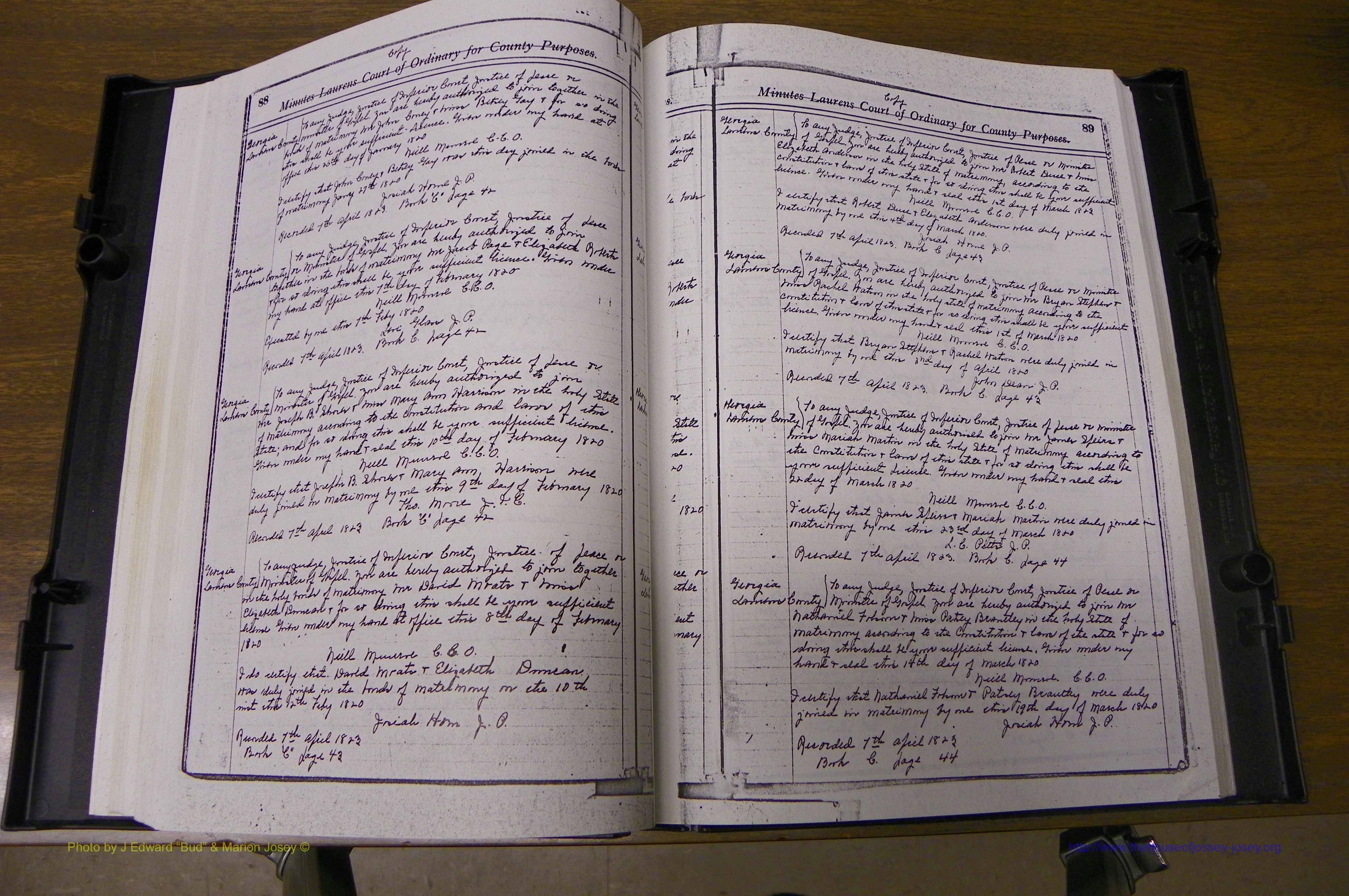 Laurens Co, GA Marriages 1809 - 1885, P 088-089.JPG