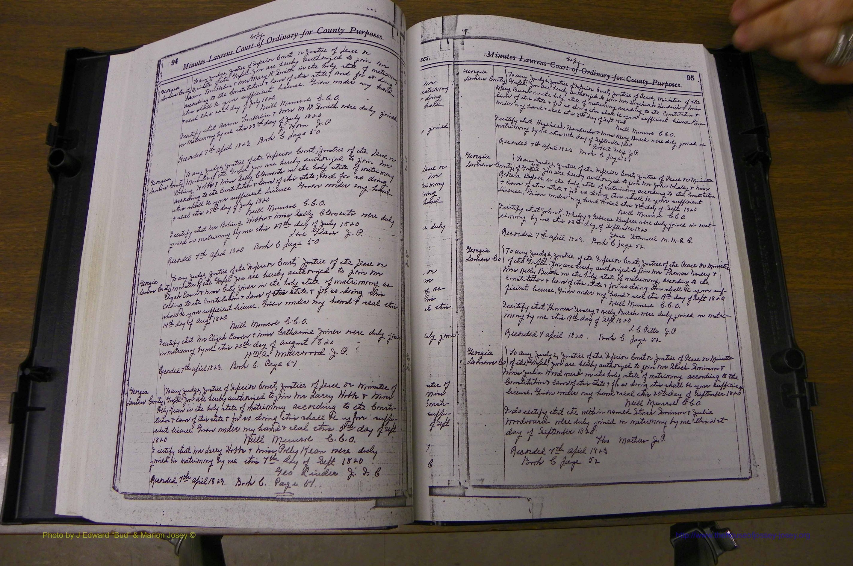 Laurens Co, GA Marriages 1809 - 1885, P 094-095.JPG
