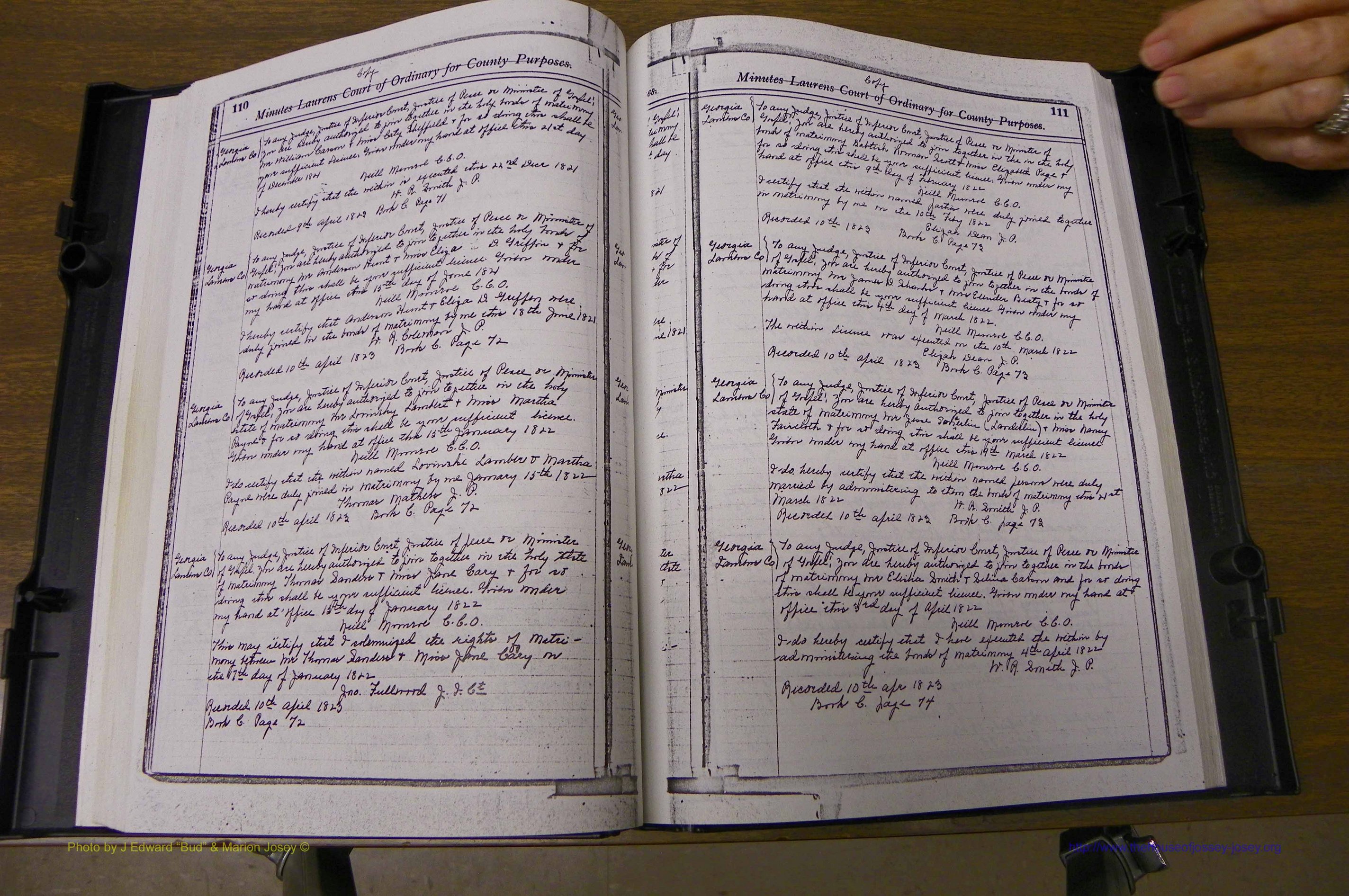 Laurens Co, GA Marriages 1809 - 1885, P 110-111.JPG
