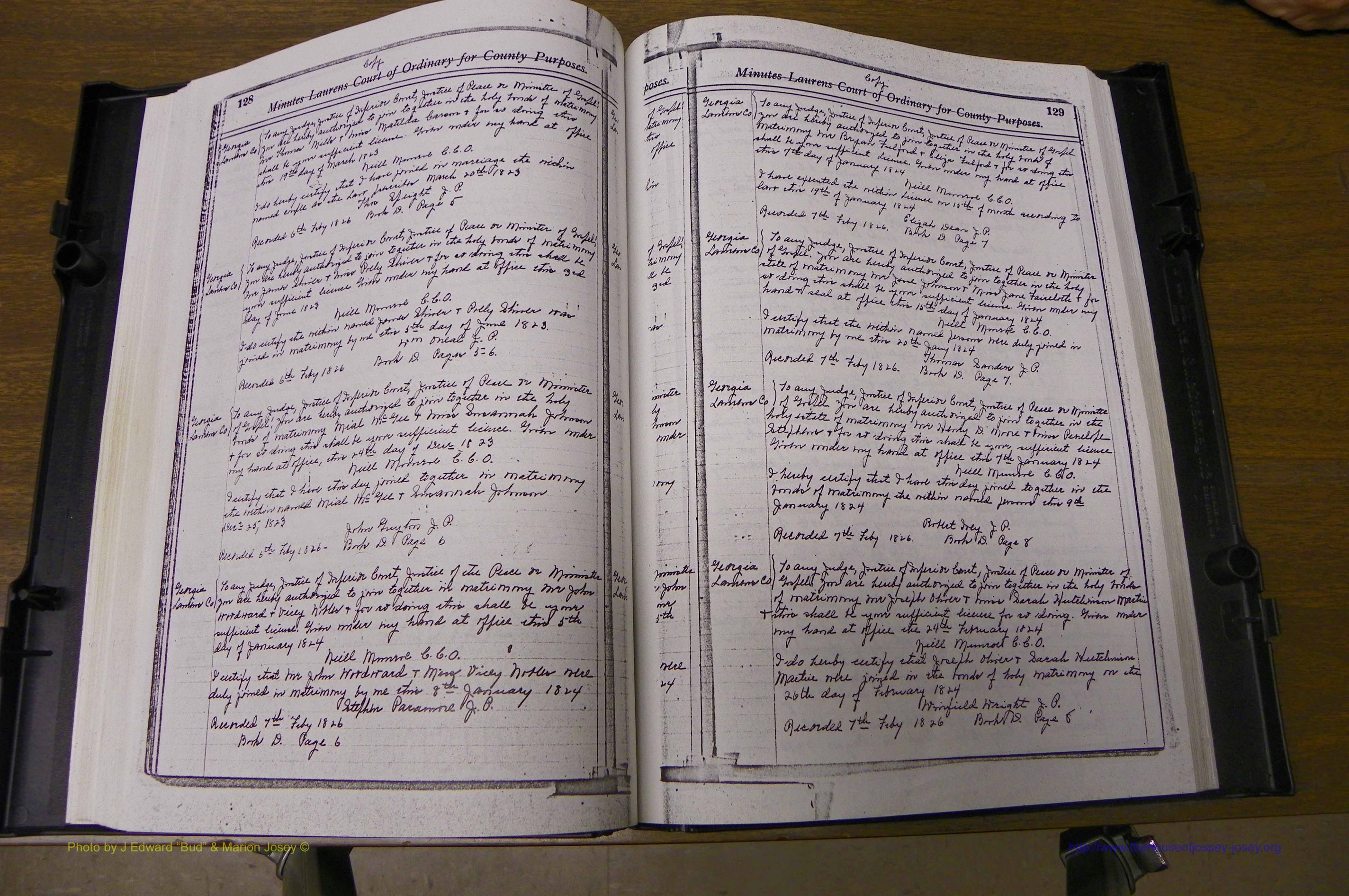 Laurens Co, GA Marriages 1809 - 1885, P 128-129.JPG