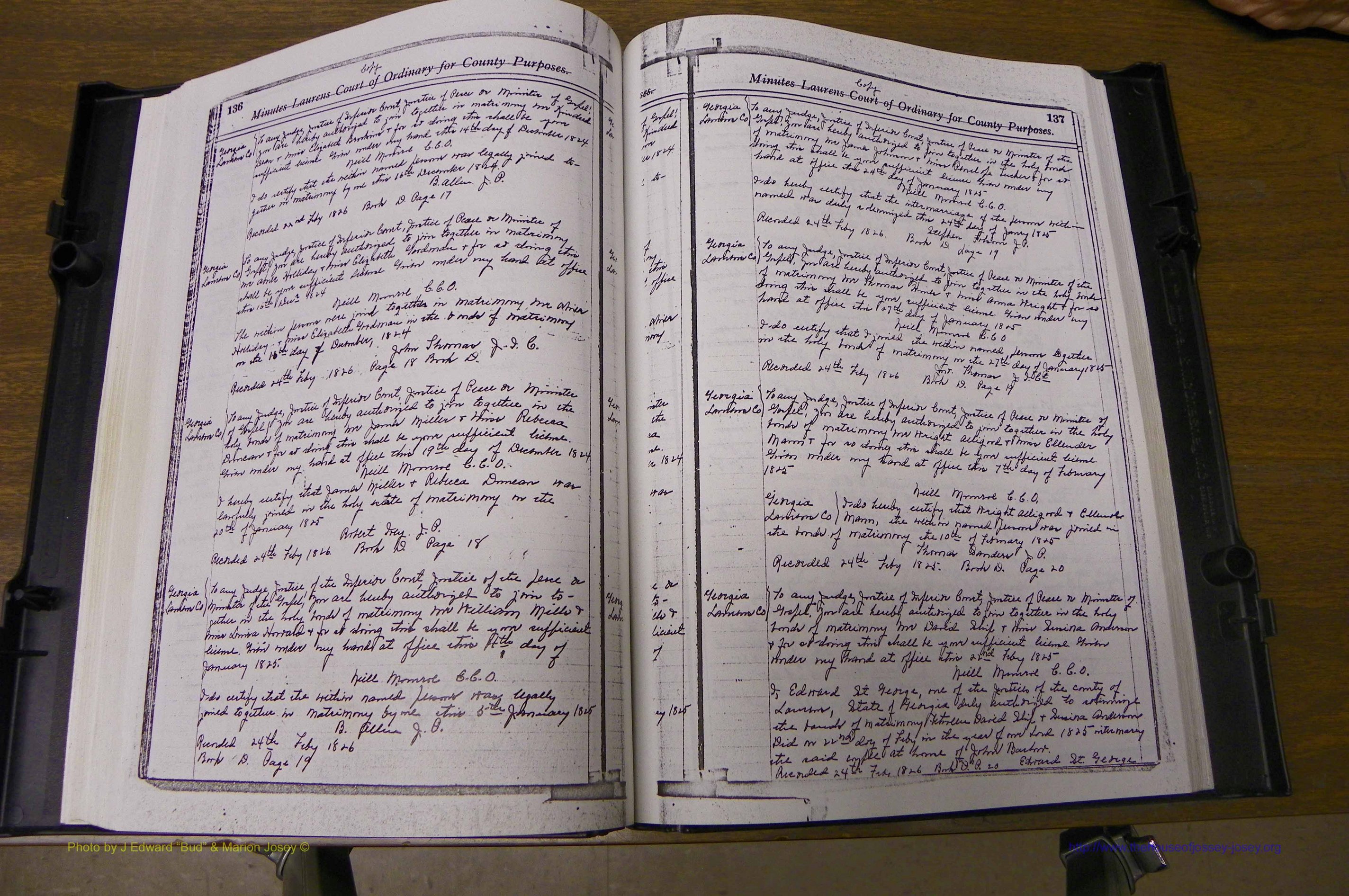 Laurens Co, GA Marriages 1809 - 1885, P 136-137.JPG