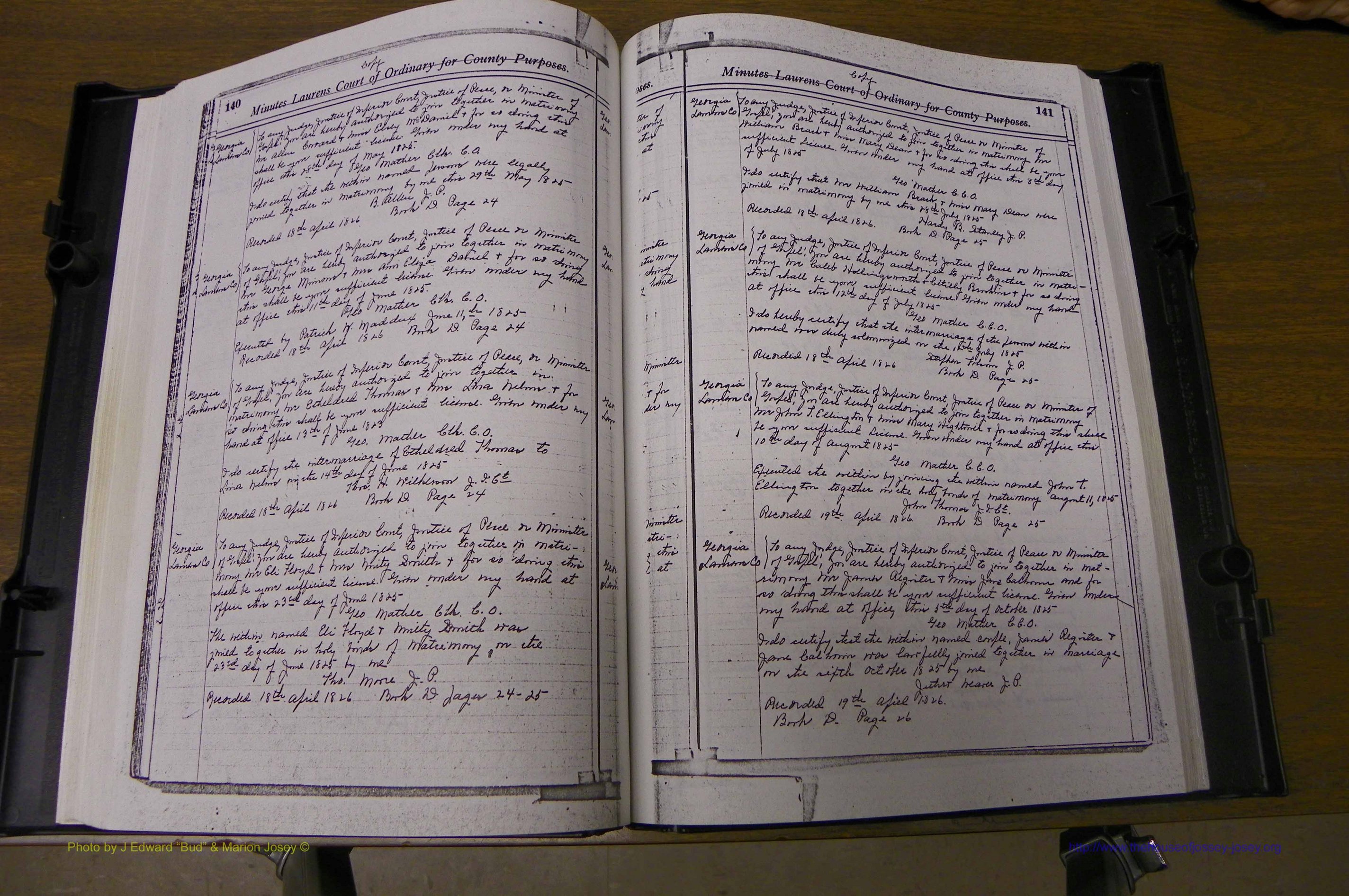 Laurens Co, GA Marriages 1809 - 1885, P 140-141.JPG