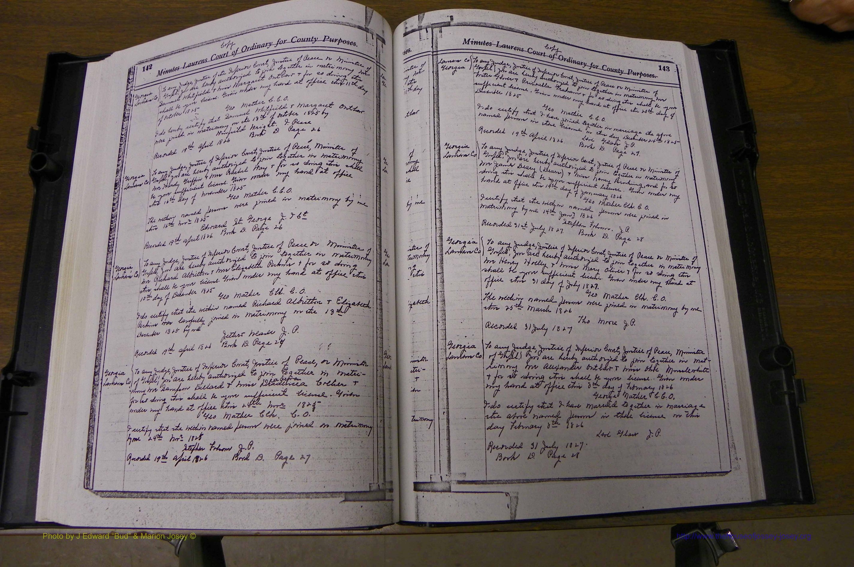 Laurens Co, GA Marriages 1809 - 1885, P 142-143.JPG