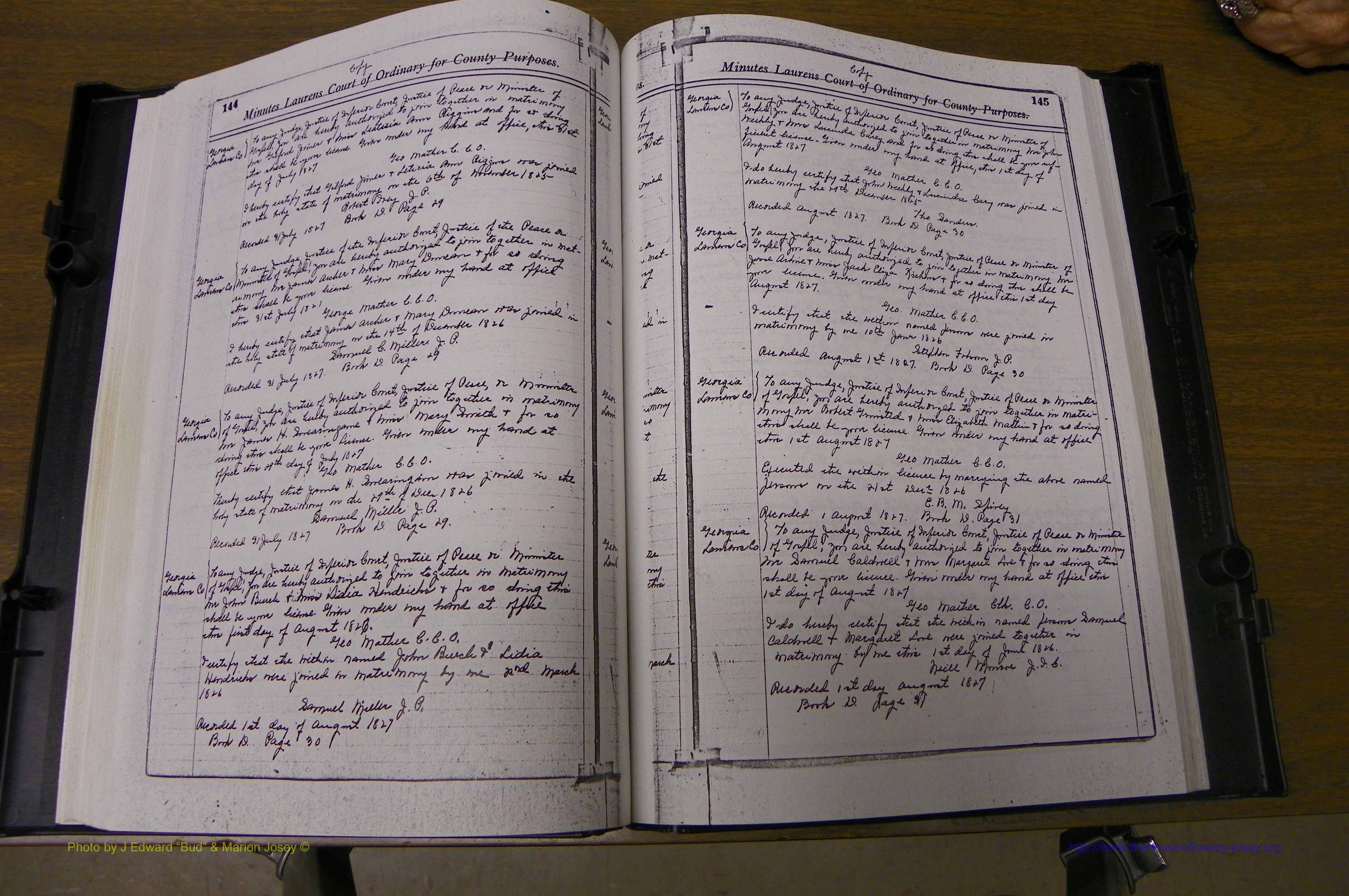 Laurens Co, GA Marriages 1809 - 1885, P 144-145.JPG