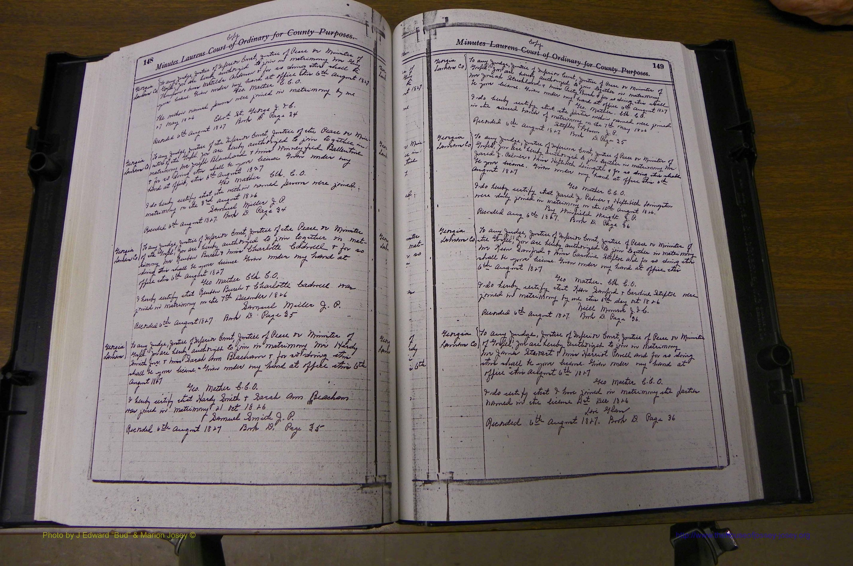 Laurens Co, GA Marriages 1809 - 1885, P 148-149.JPG