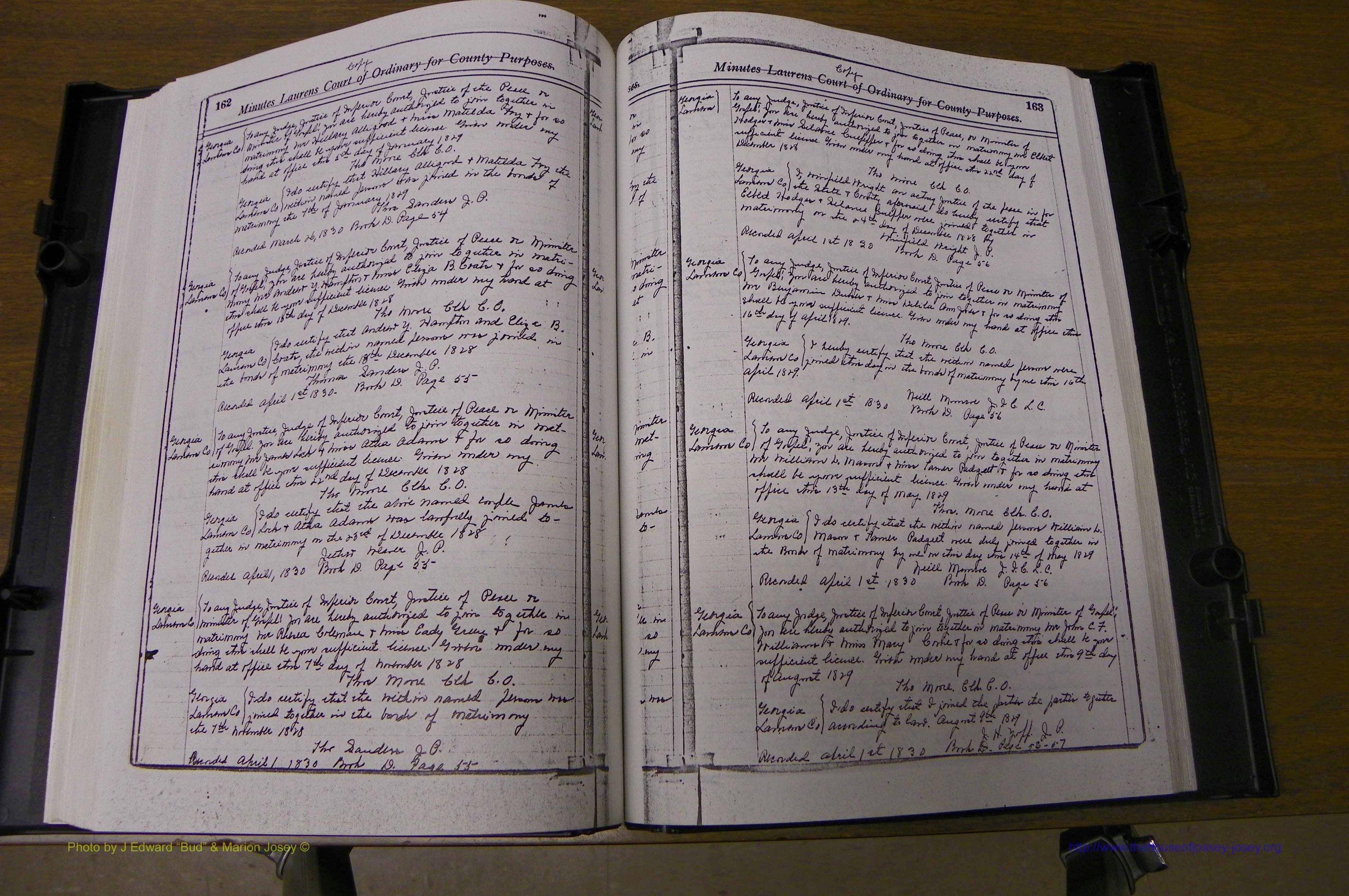 Laurens Co, GA Marriages 1809 - 1885, P 162-163.JPG