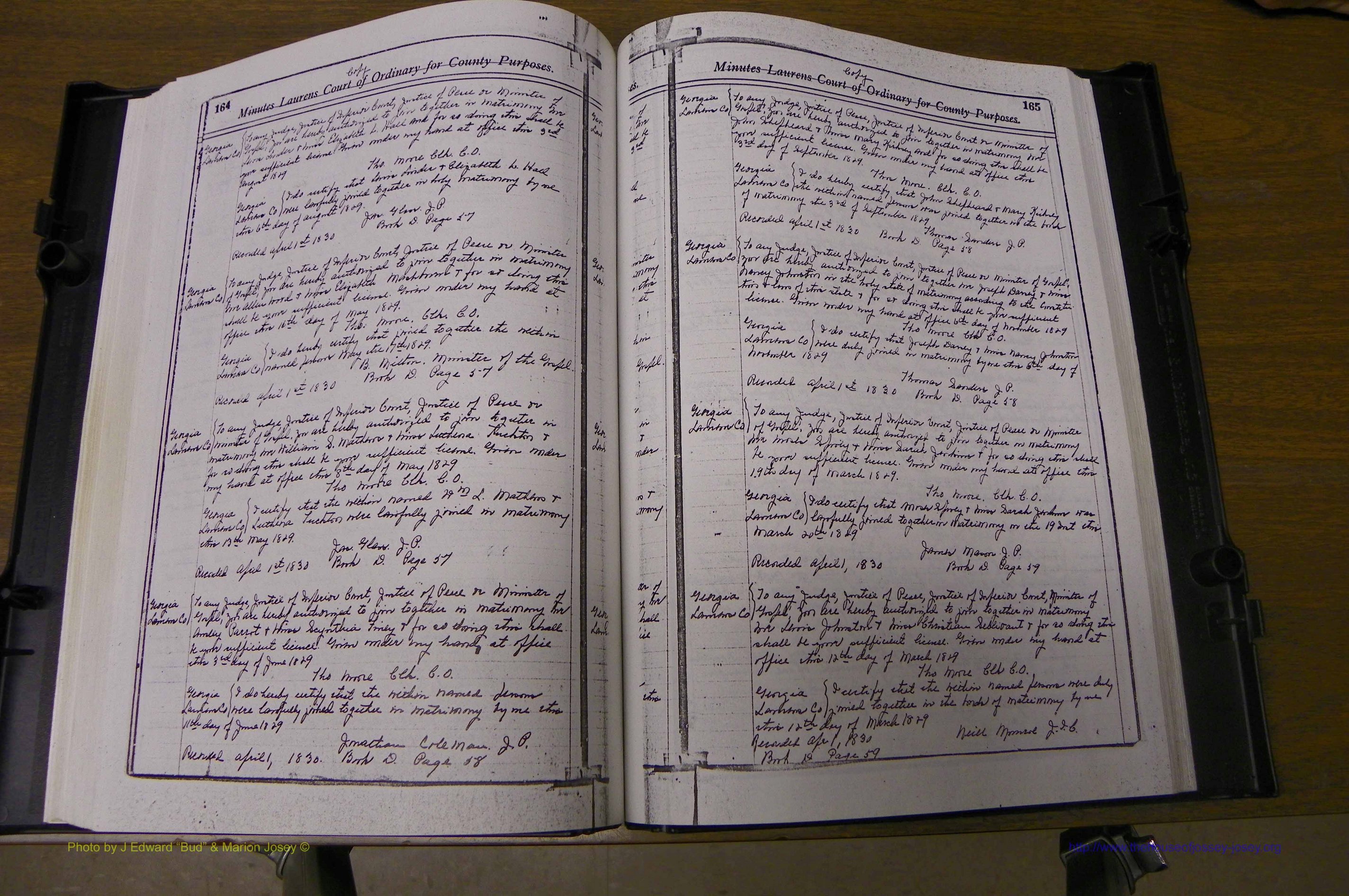 Laurens Co, GA Marriages 1809 - 1885, P 164-165.JPG