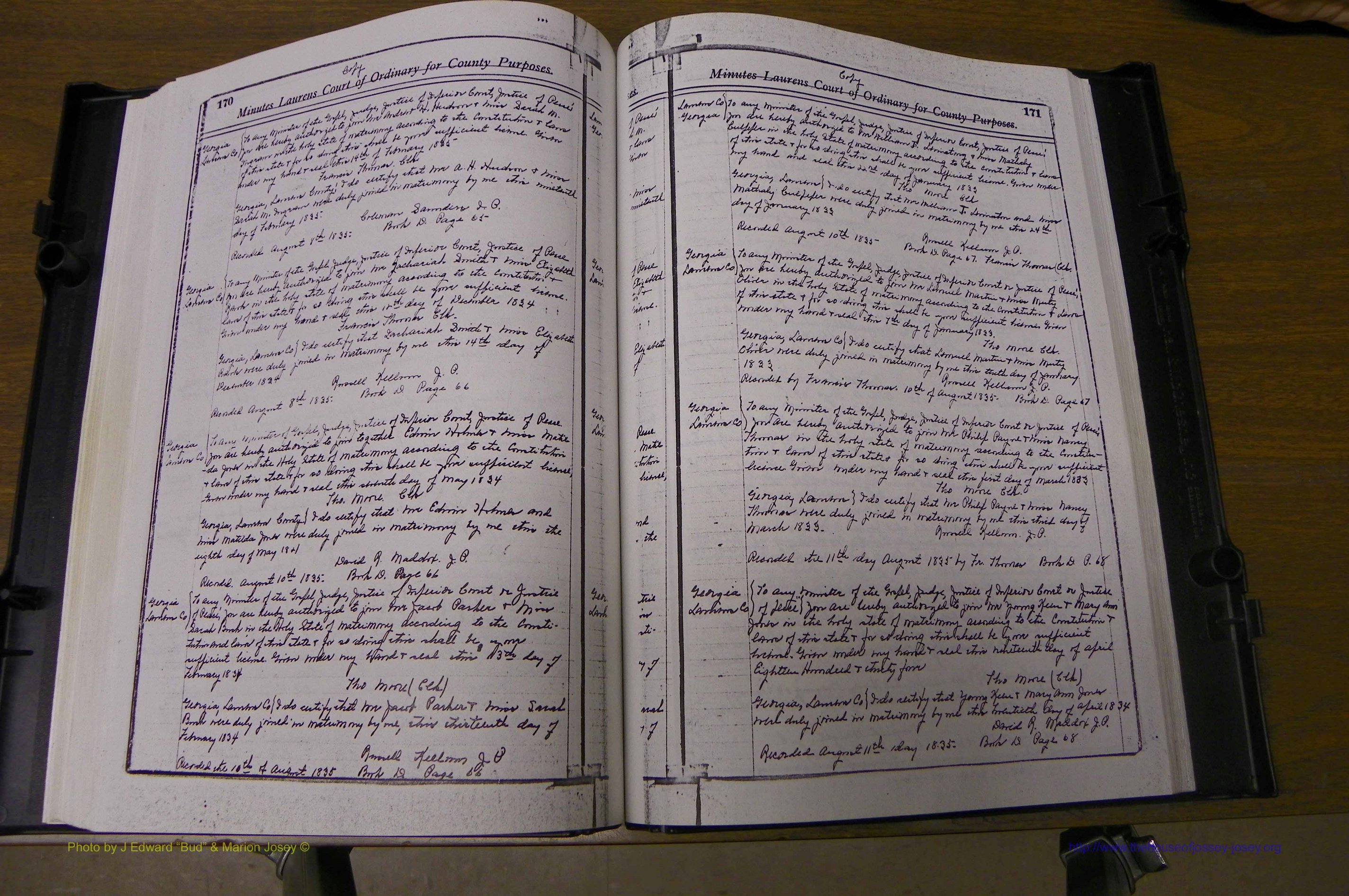 Laurens Co, GA Marriages 1809 - 1885, P 170-171.JPG