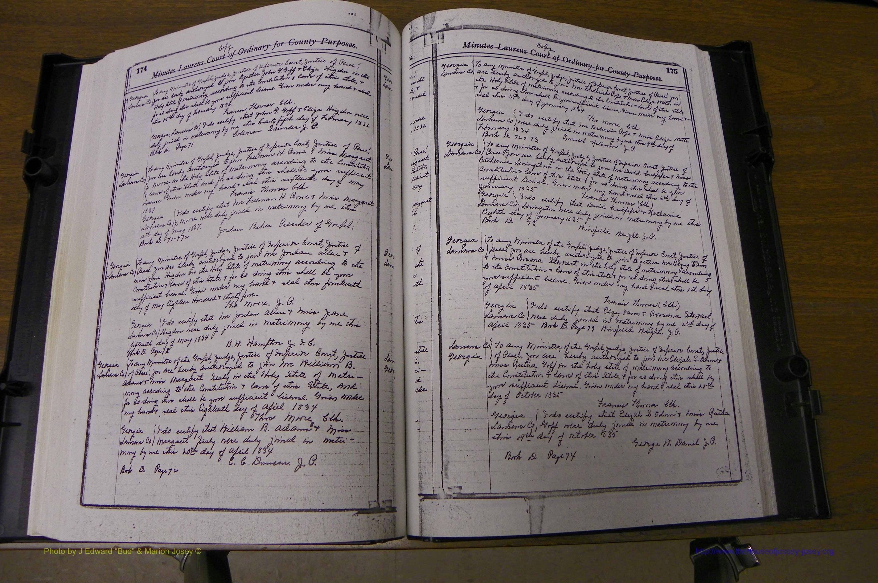 Laurens Co, GA Marriages 1809 - 1885, P 174-175.JPG