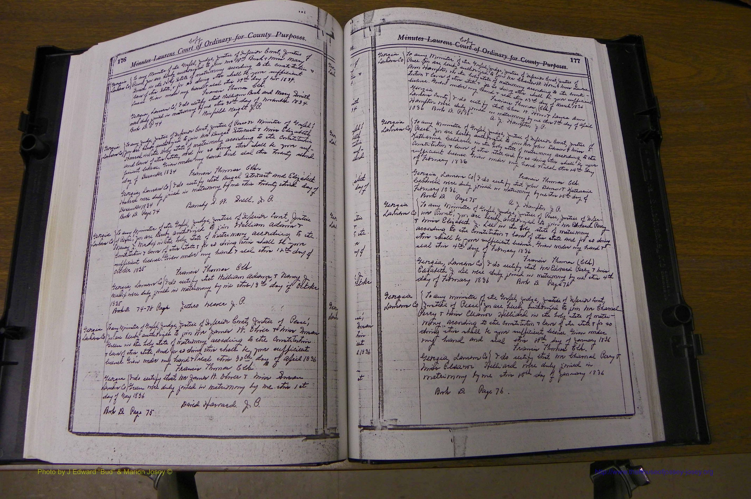 Laurens Co, GA Marriages 1809 - 1885, P 176-177.JPG