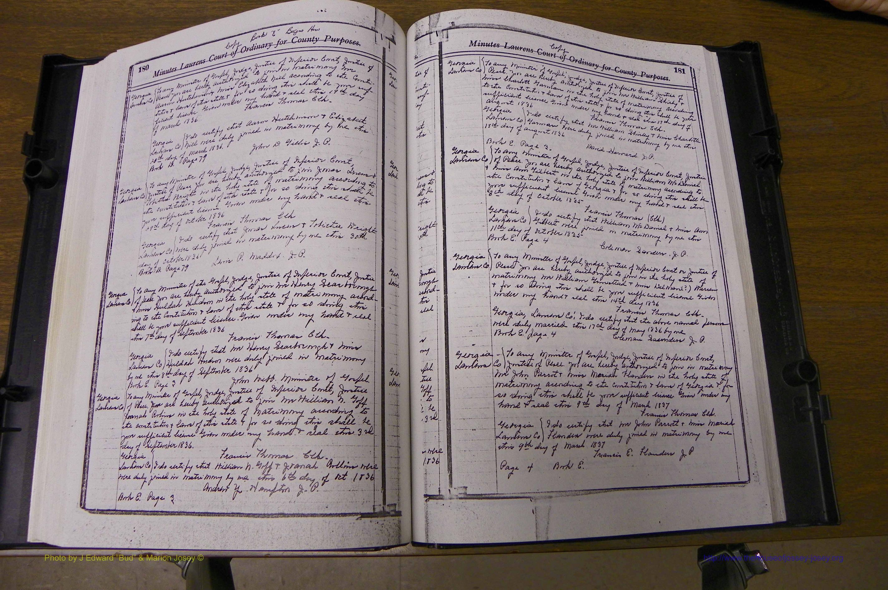 Laurens Co, GA Marriages 1809 - 1885, P 180-181.JPG