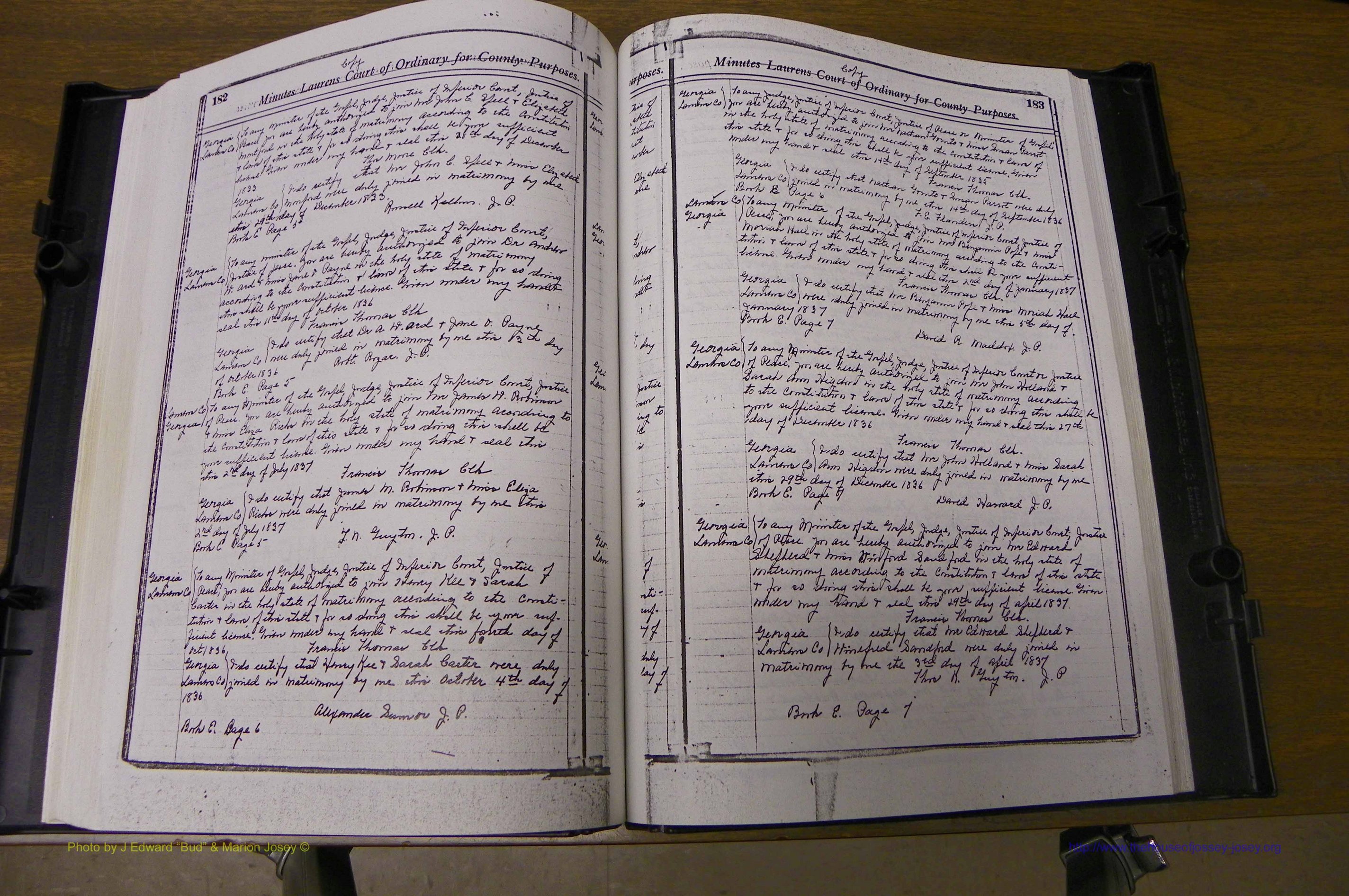 Laurens Co, GA Marriages 1809 - 1885, P 182-183.JPG