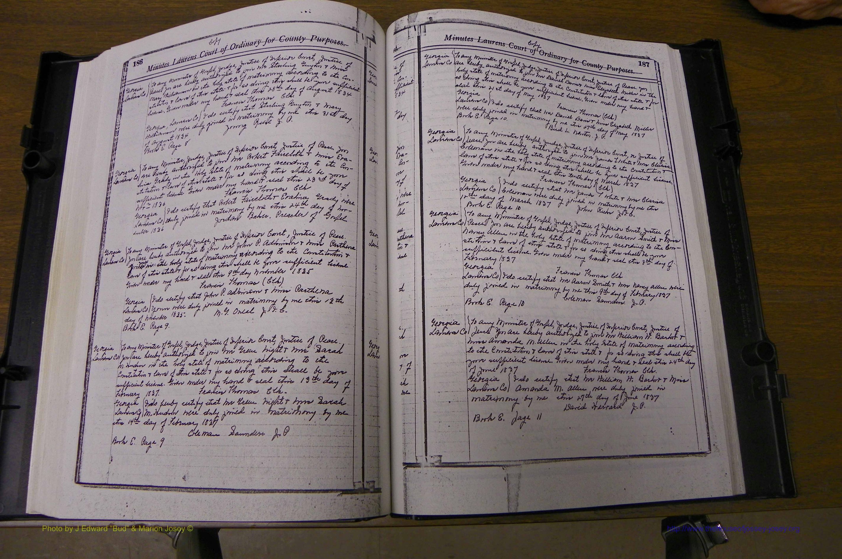 Laurens Co, GA Marriages 1809 - 1885, P 186-187.JPG