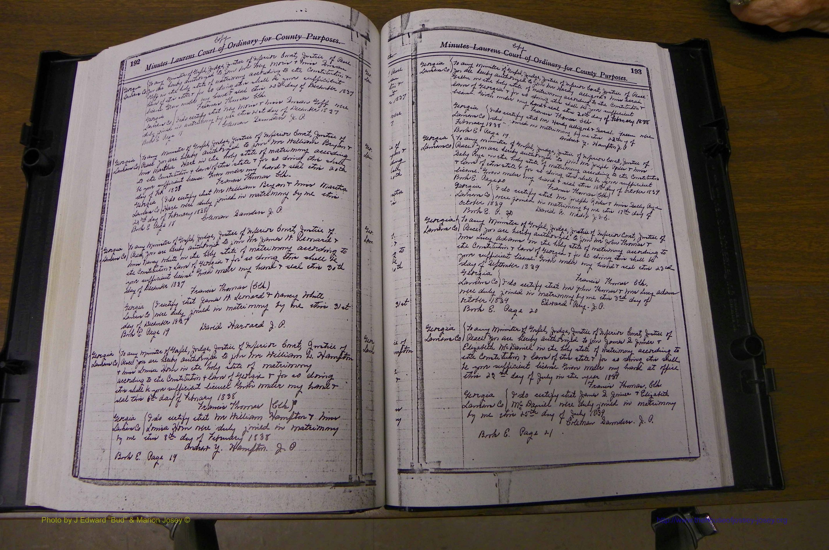 Laurens Co, GA Marriages 1809 - 1885, P 192-193.JPG