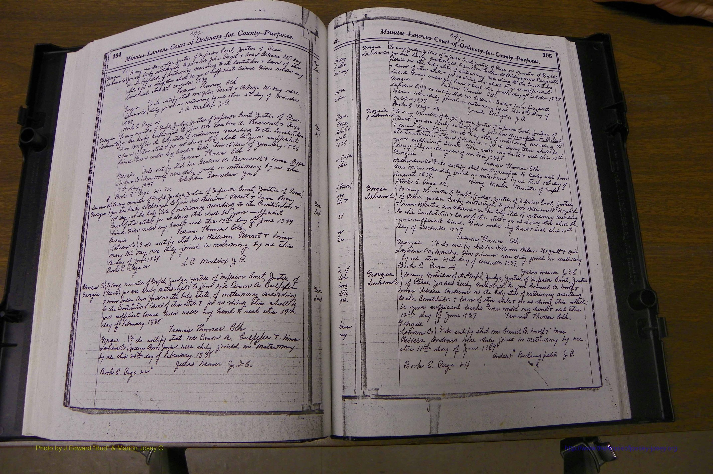 Laurens Co, GA Marriages 1809 - 1885, P 194-195.JPG