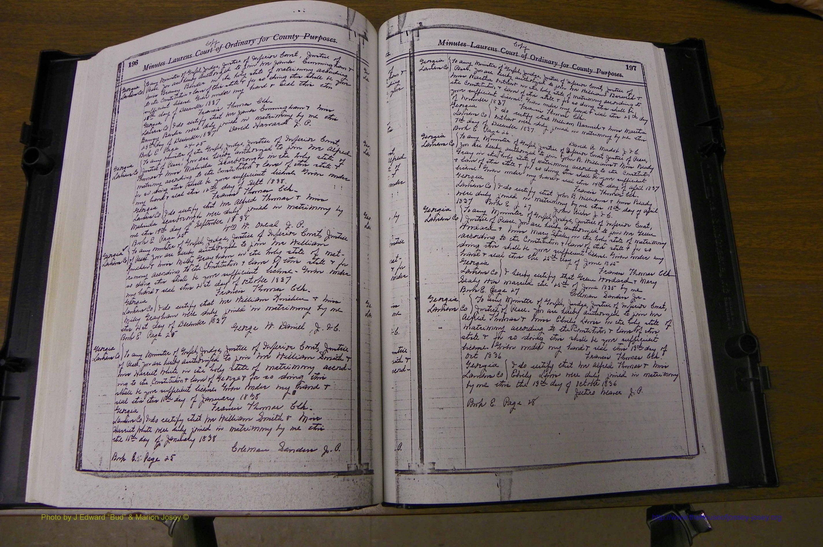 Laurens Co, GA Marriages 1809 - 1885, P 196-197.JPG