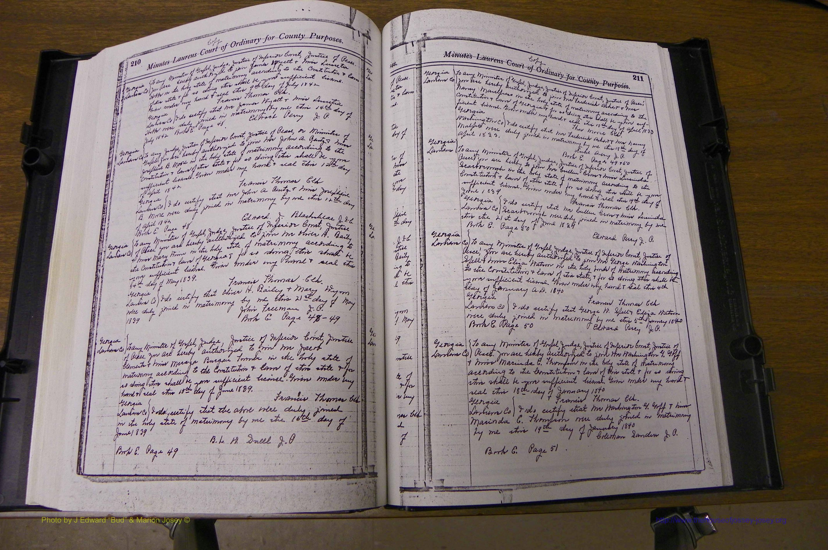 Laurens Co, GA Marriages 1809 - 1885, P 210-211.JPG