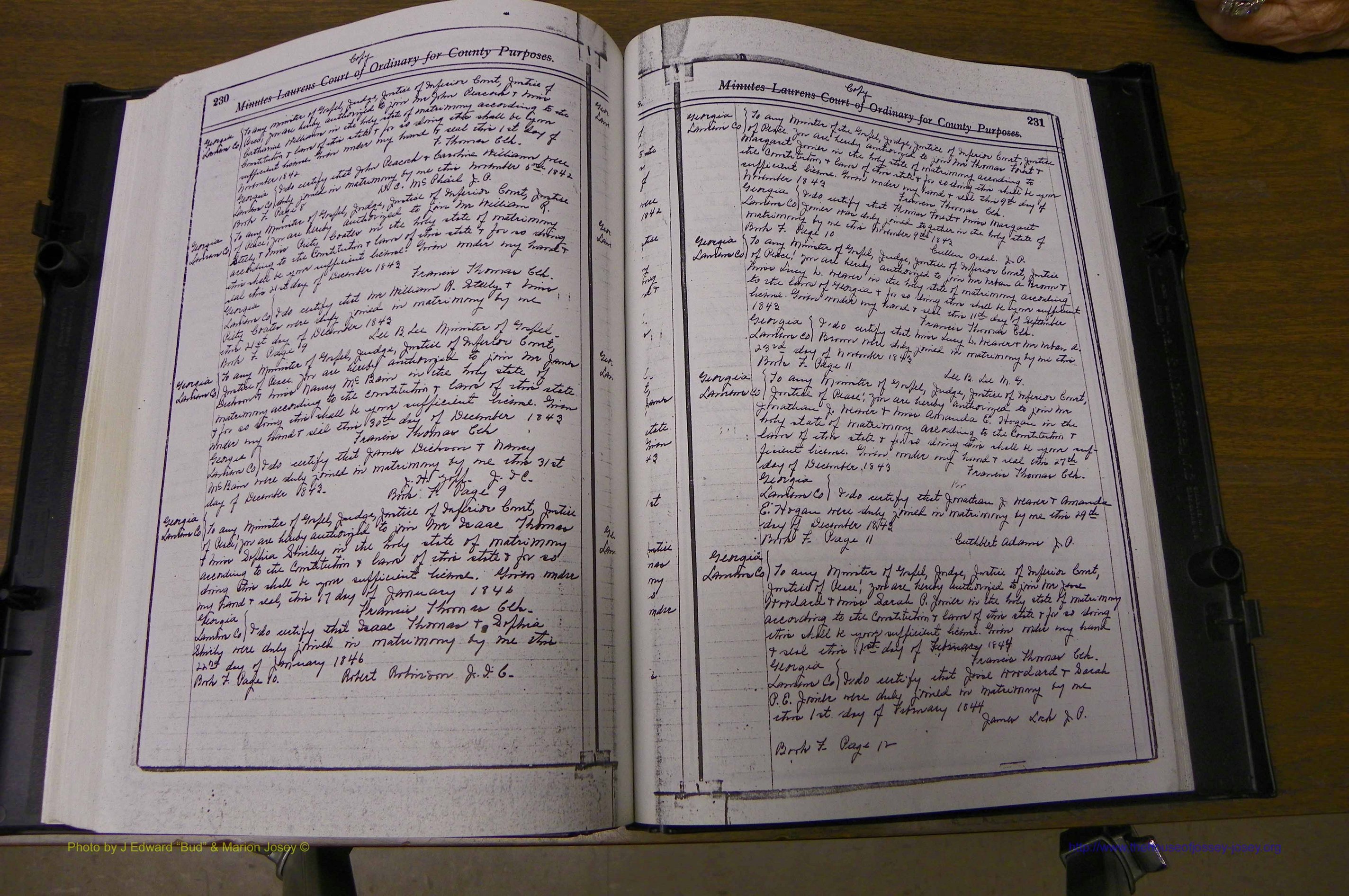 Laurens Co, GA Marriages 1809 - 1885, P 230-231.JPG