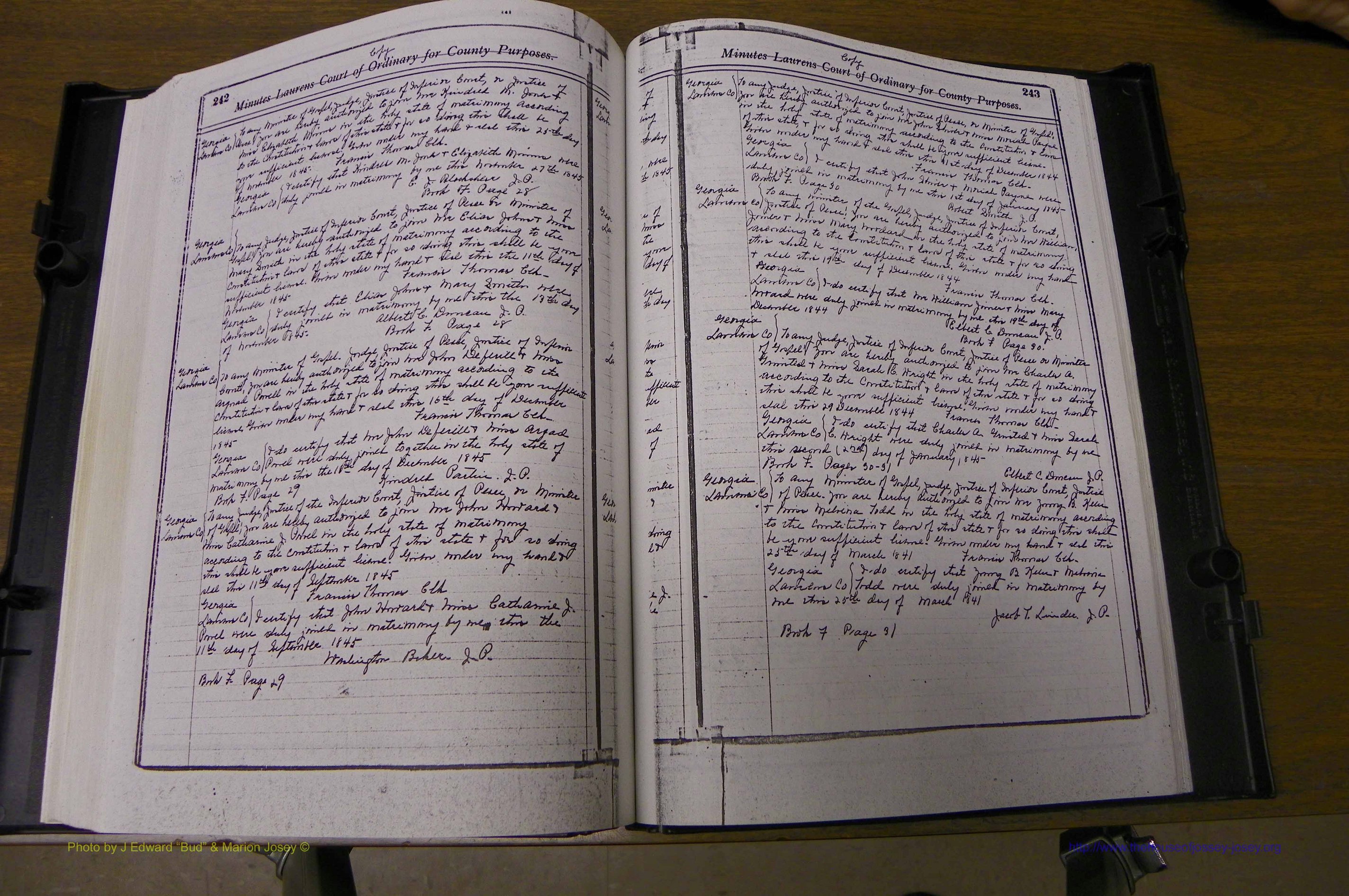 Laurens Co, GA Marriages 1809 - 1885, P 242-243.JPG