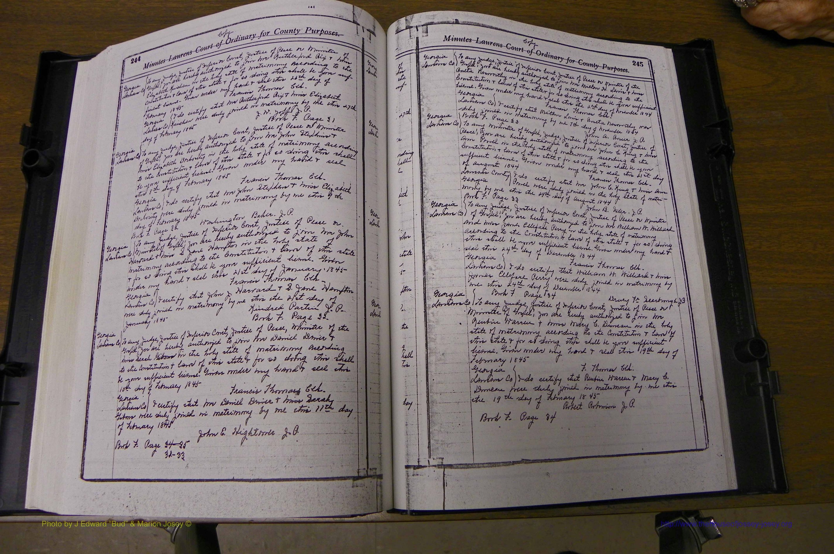 Laurens Co, GA Marriages 1809 - 1885, P 244-245.JPG
