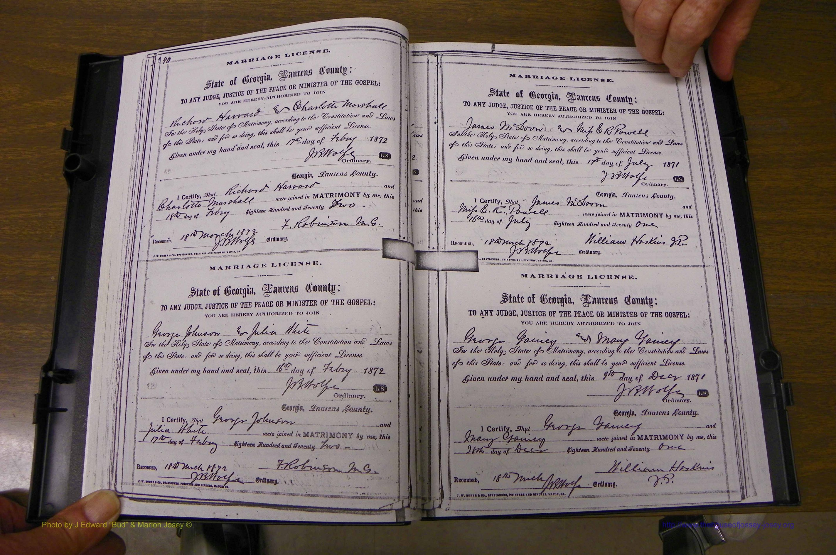 Laurens Co, GA, Marriages 1870 - 1879, P 040-041.JPG