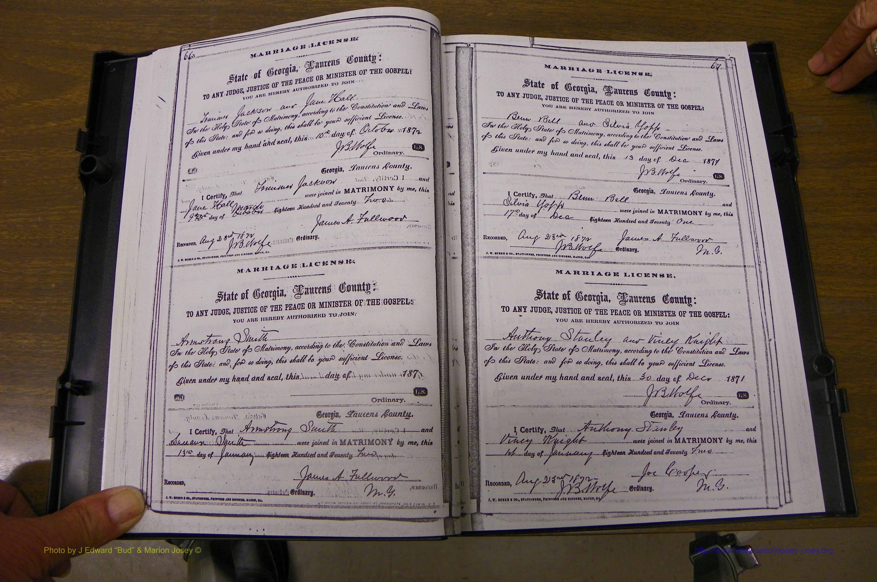 Laurens Co, GA, Marriages 1870 - 1879, P 066-067.JPG